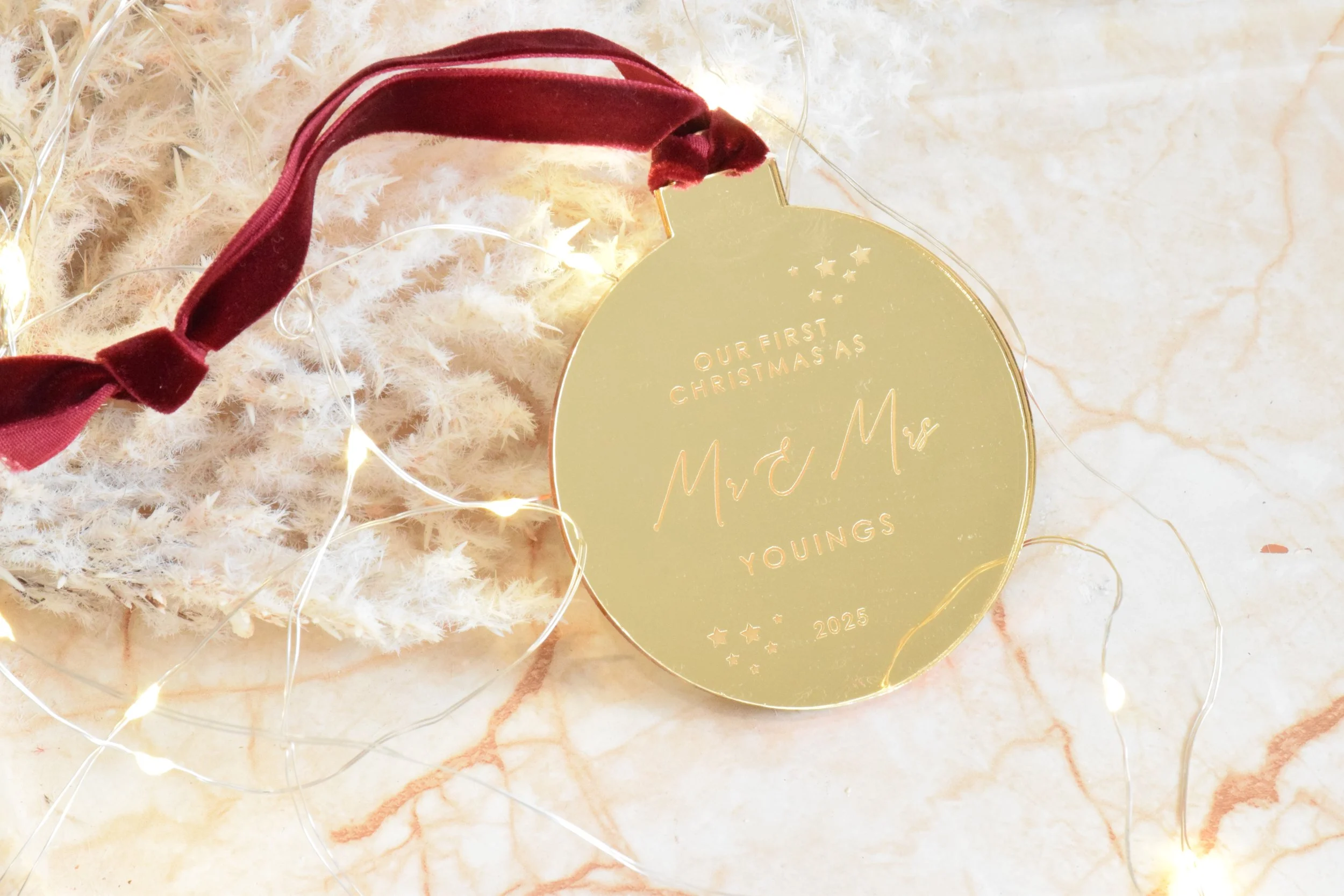 Mr and Mrs ornament with stars