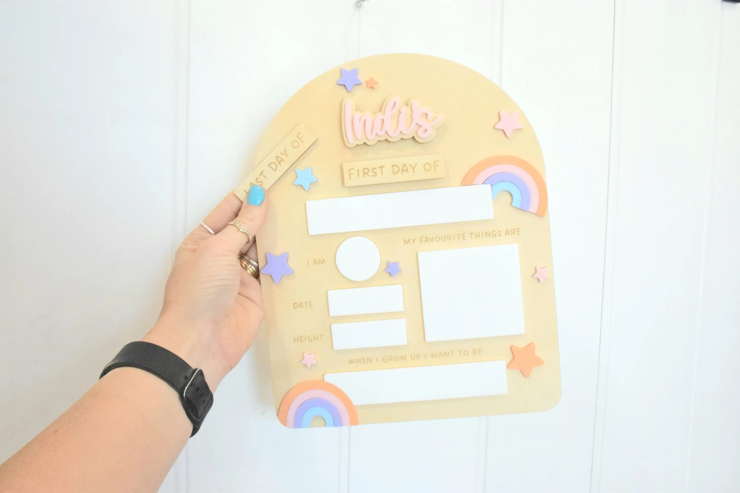 back to school board rainbow and star design