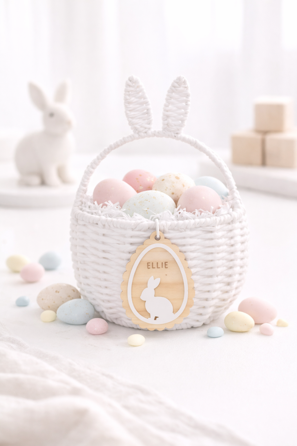 Easter basket and personalised tag