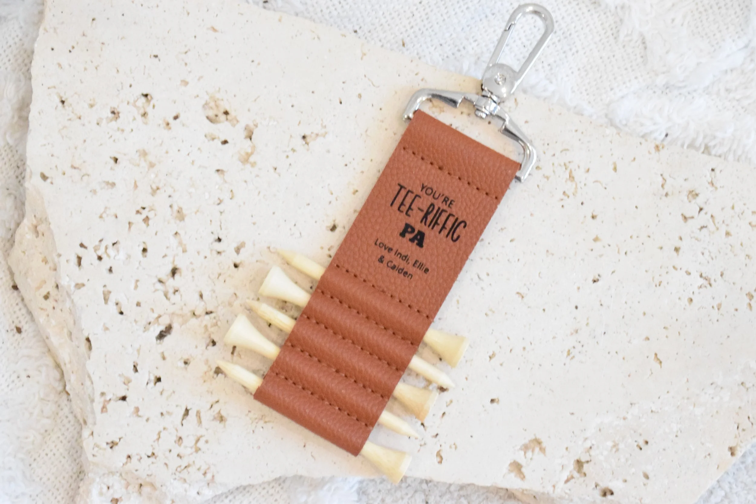 Leather golf tee holder