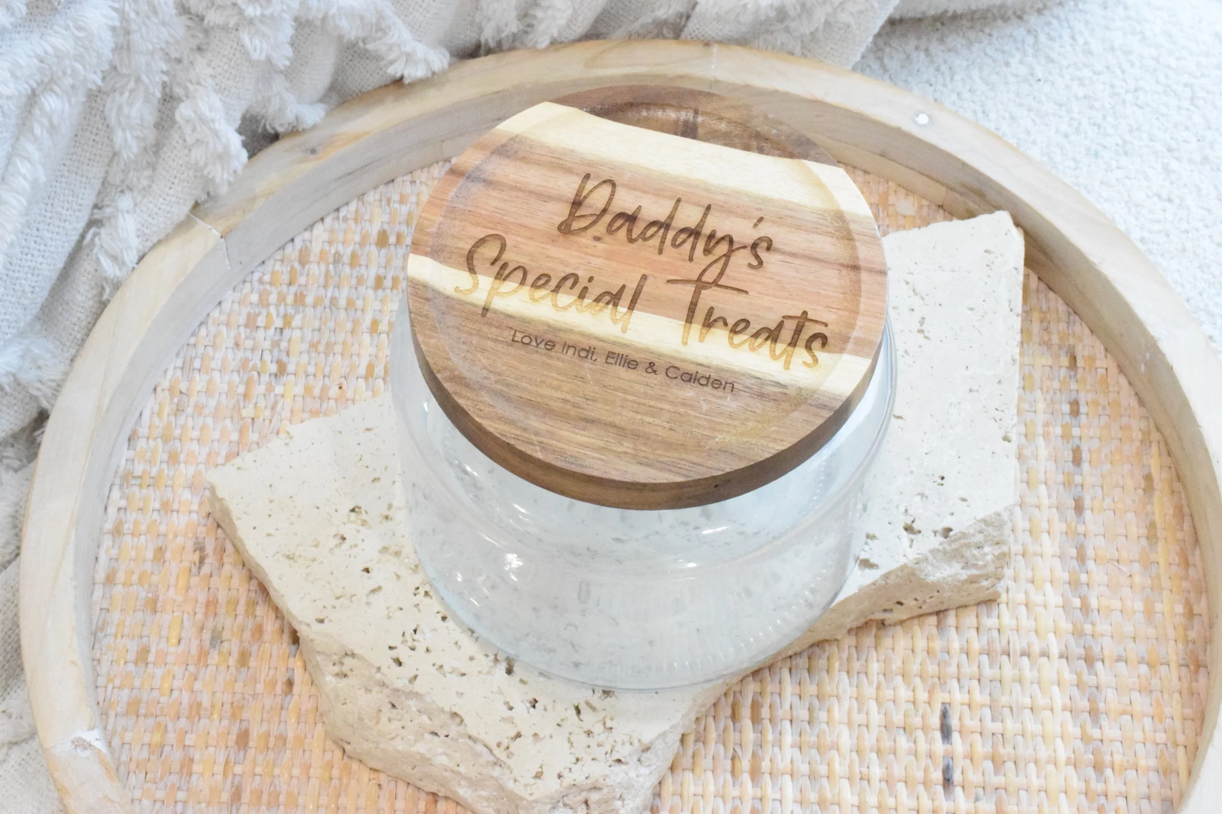 lollie jar with engraved lid