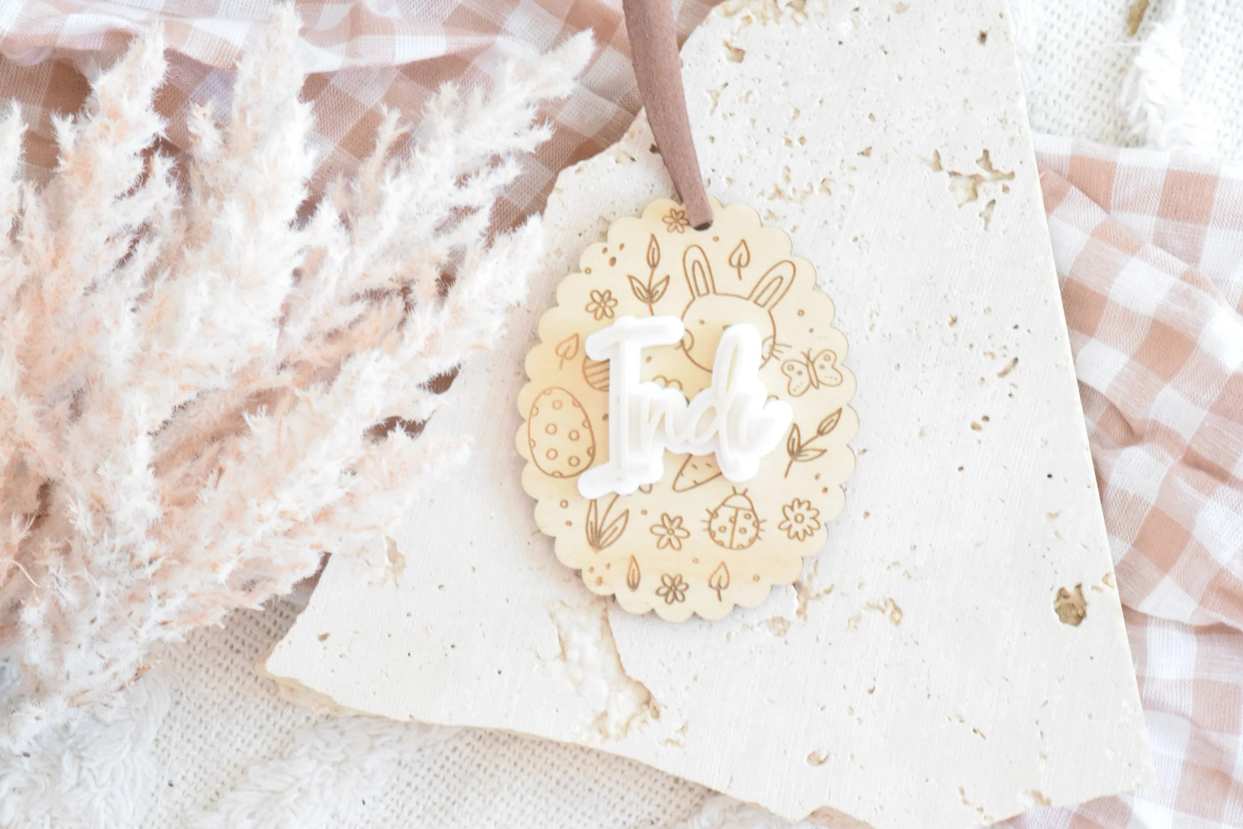 easter tag with line art drawings