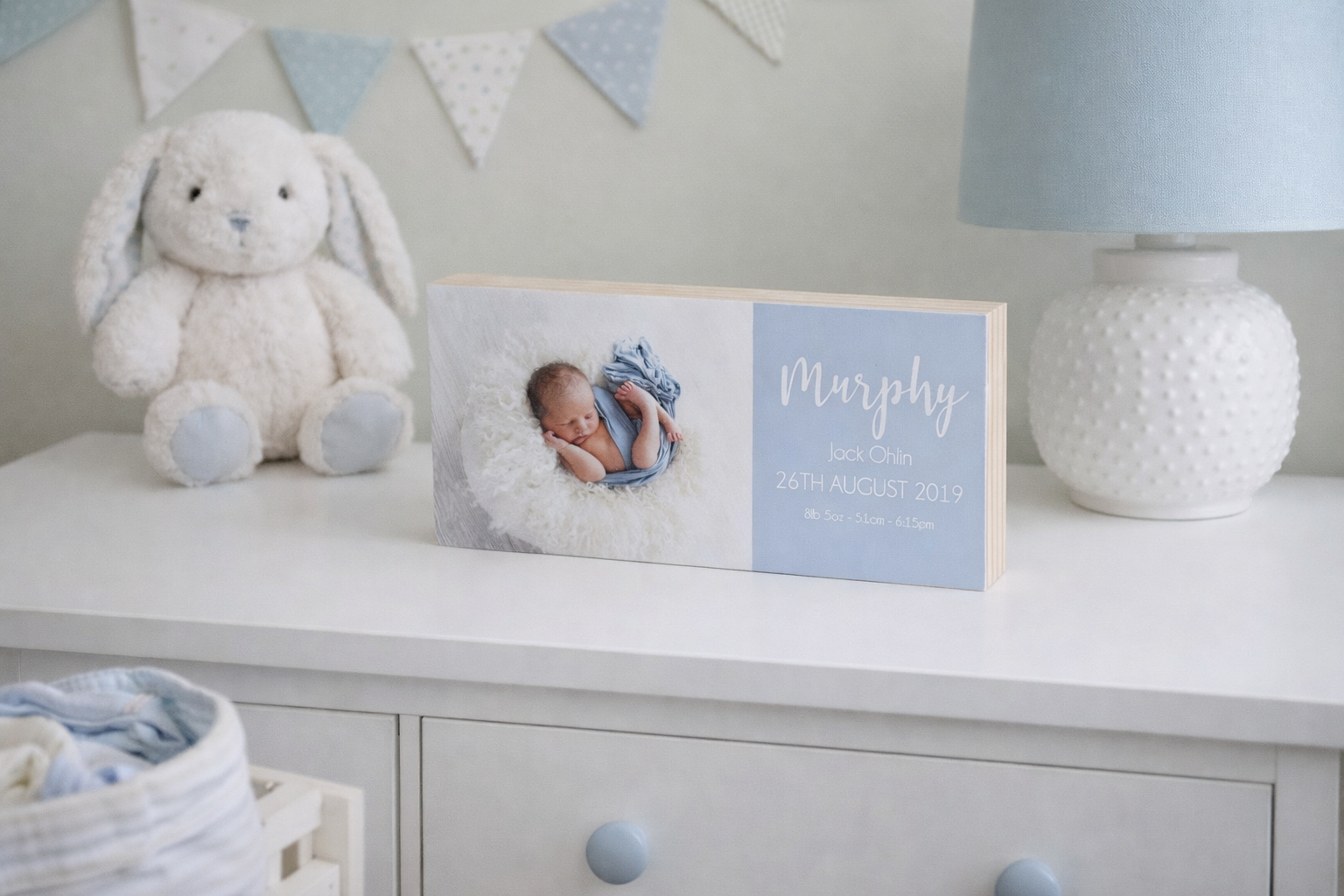 birth details photo block 25x12cm