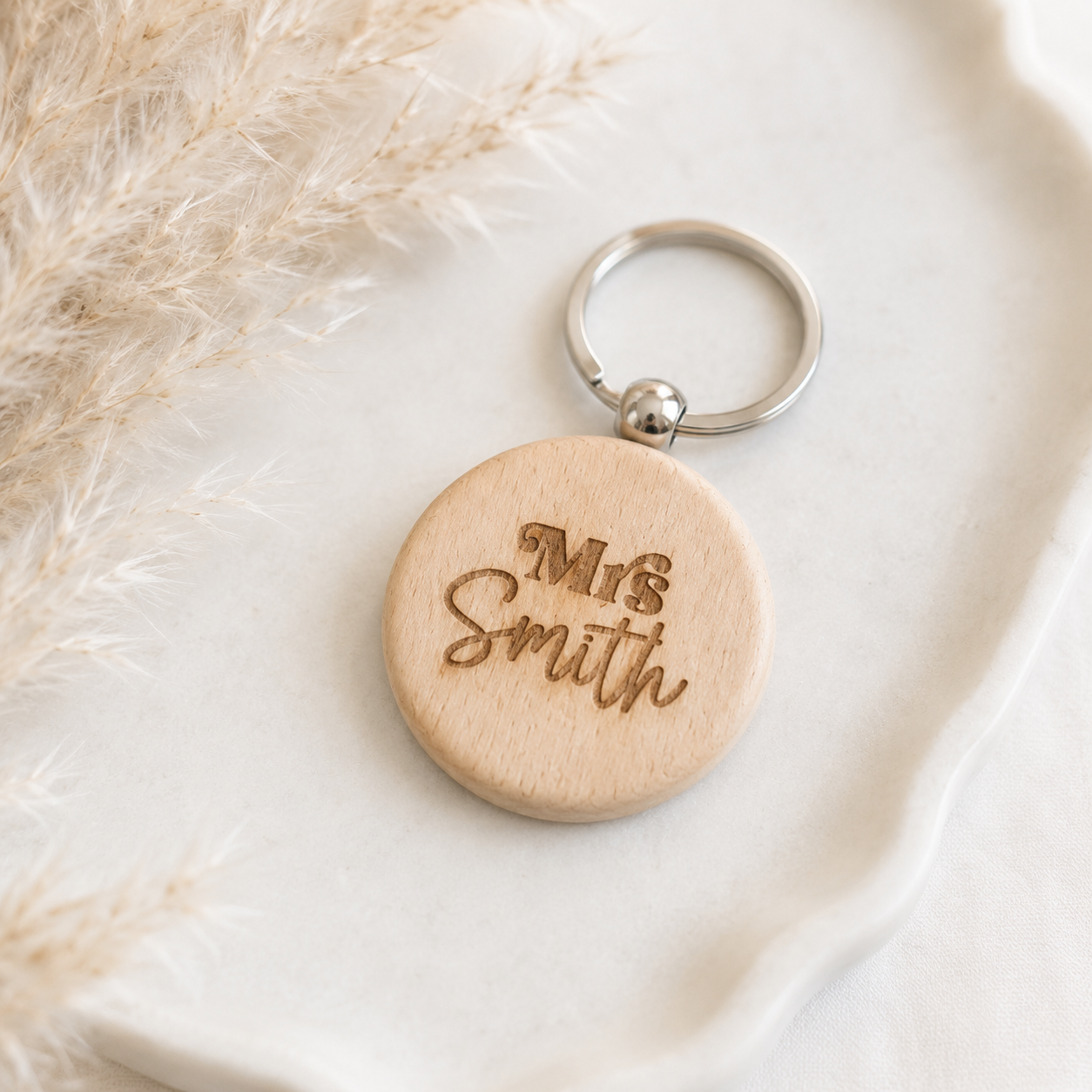 wooden engraved teacher keyring