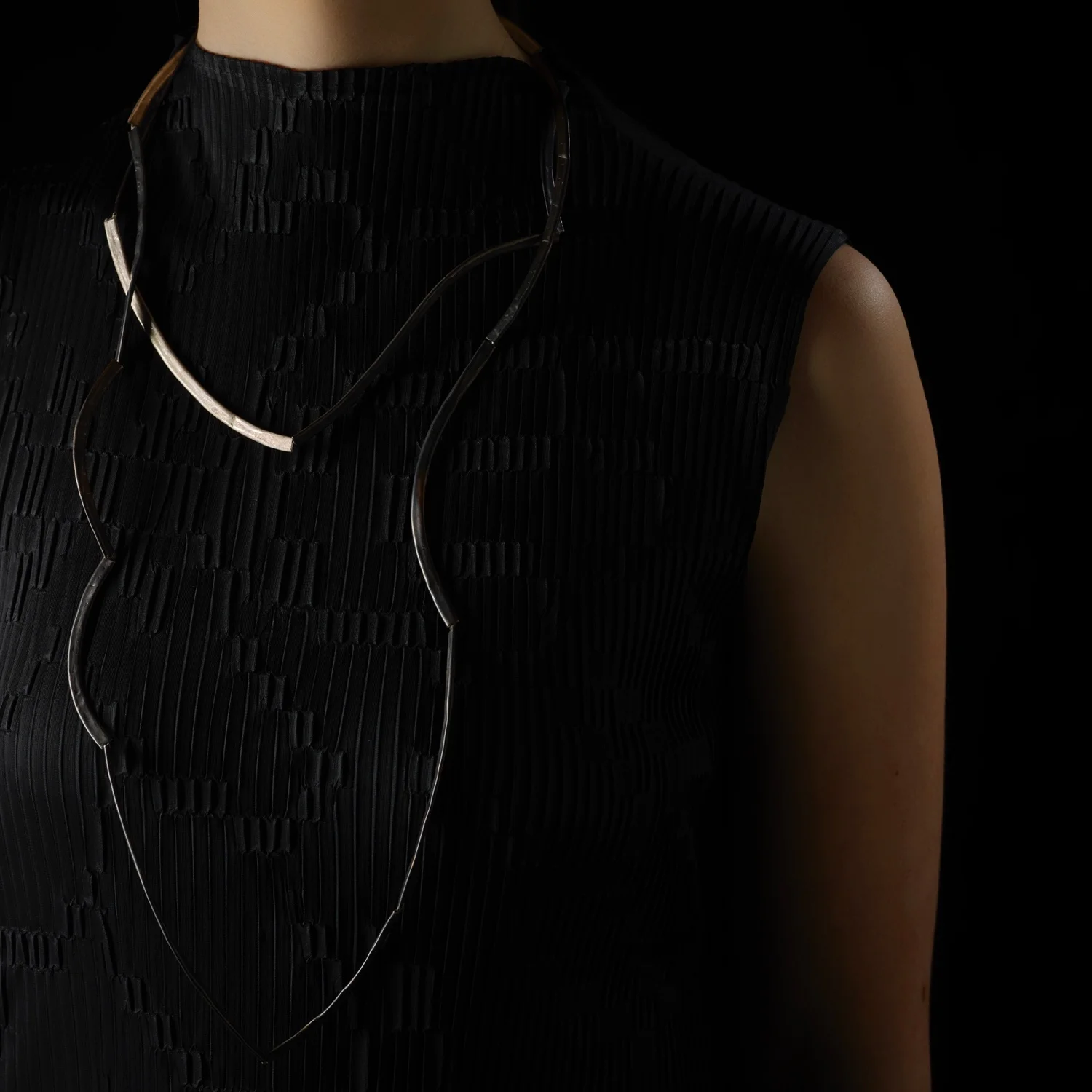 White Gum Bark . Oxidised sterling silver + silk. OO/S
