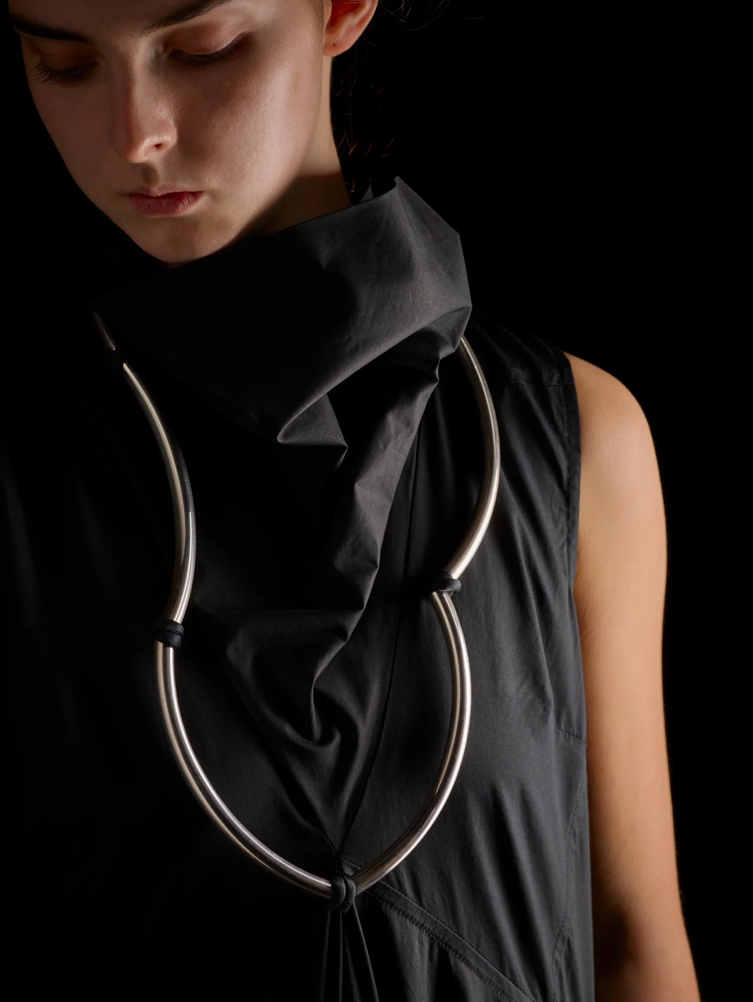 XL Torque Pillow Clouds . Sterling silver + silk. OO/S