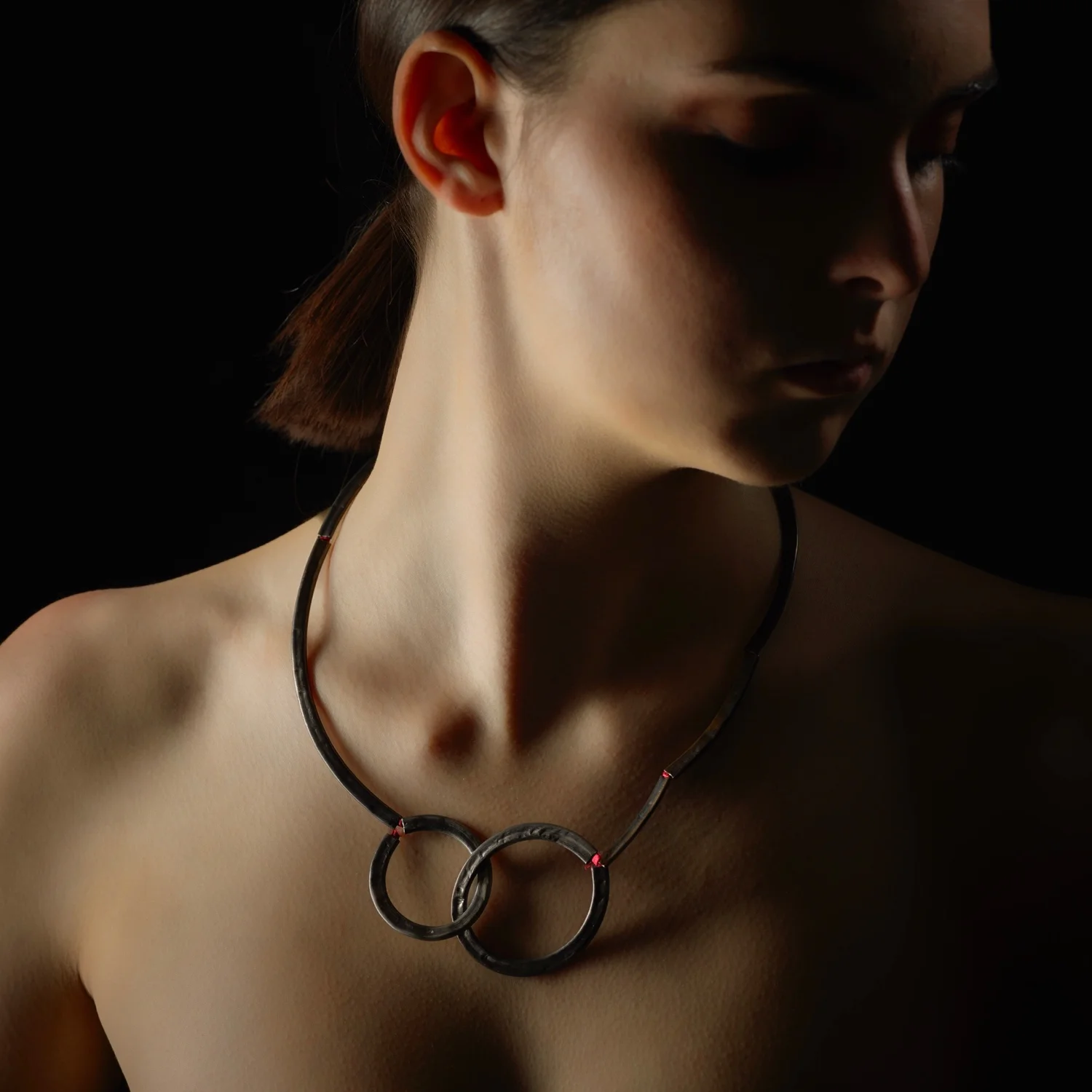 Weather Beaten Clouds (short) . Oxidised sterling silver + silk. OO/S