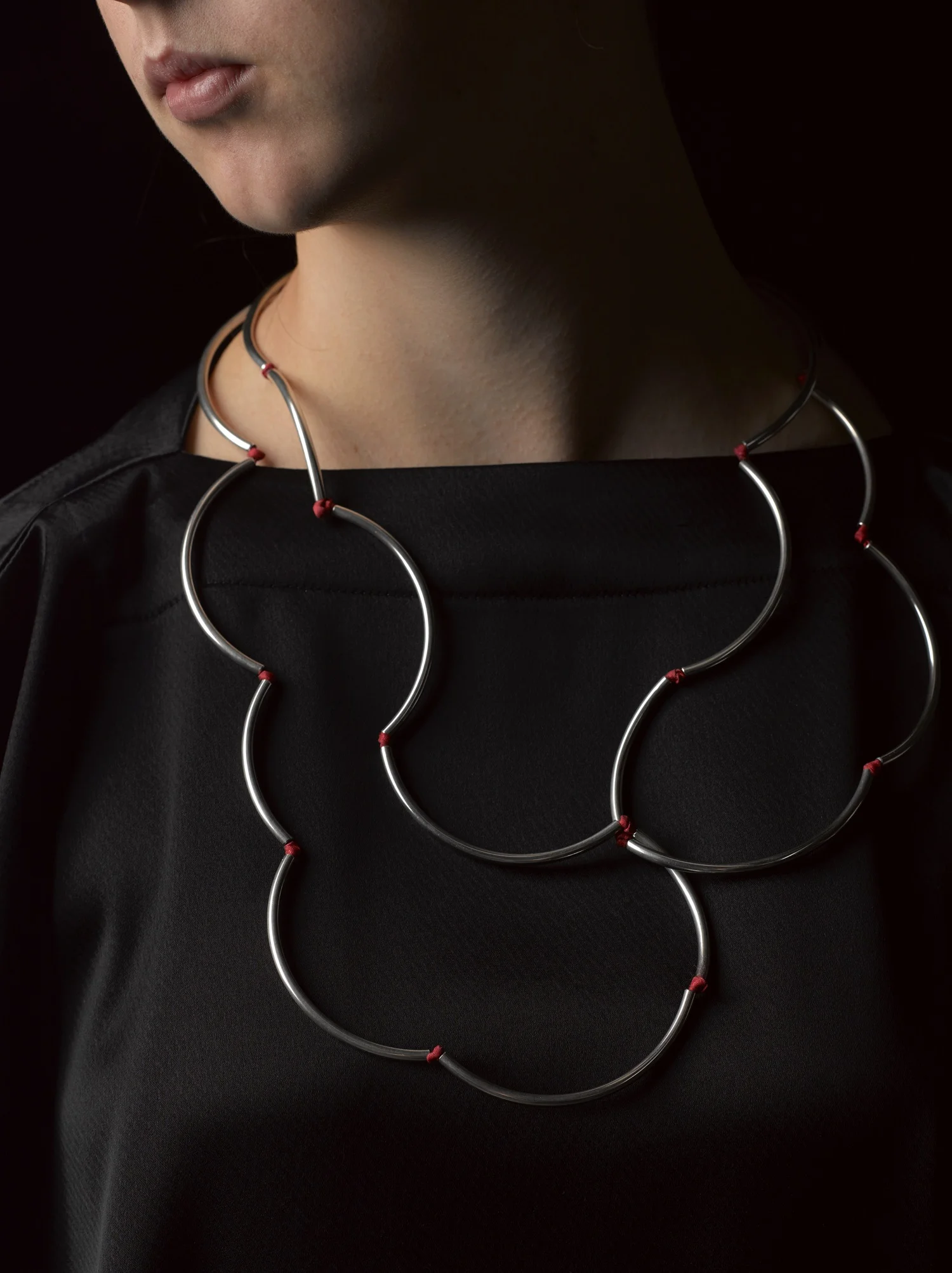 Silver Shape-Shifter Clouds . Sterling silver + silk. SIG