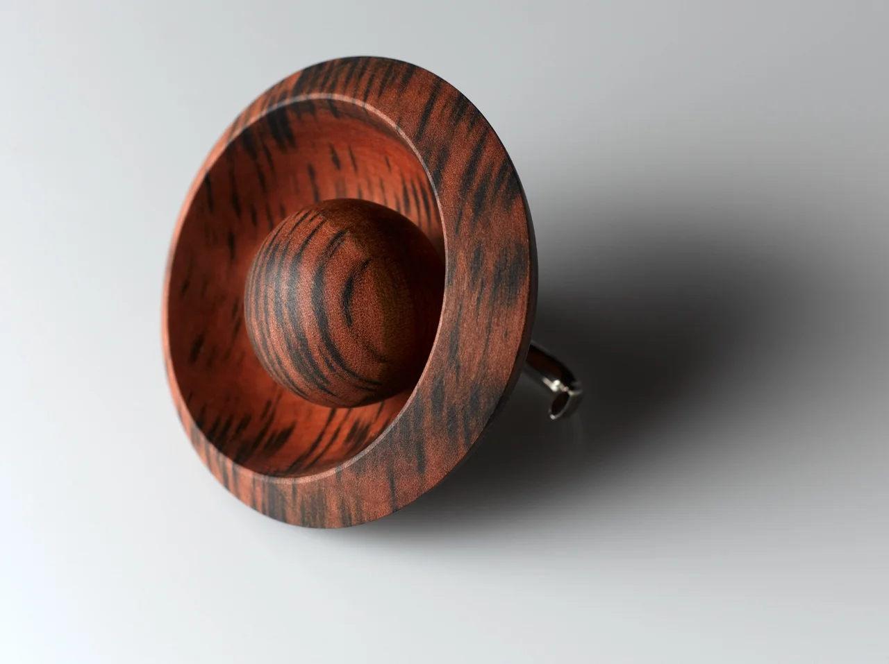 Tiger, Tiger ring . Tiger Myrtle + sterling silver. Wood turners, Patrick Senior + Trevor Semmens OO/A .