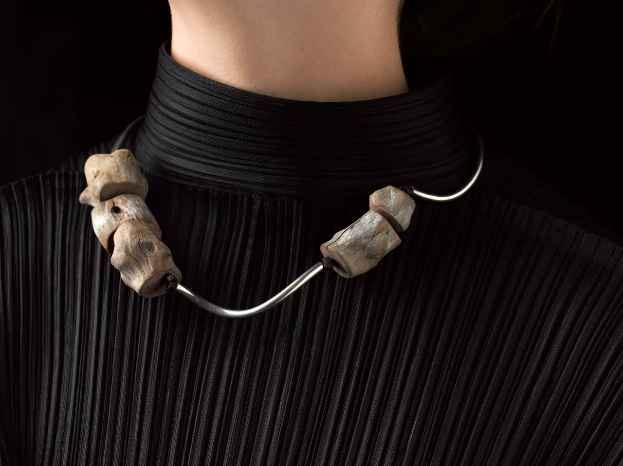 Ripple Adrift . Tasmanian wilderness driftwood, sterling silver + silk. OO/S