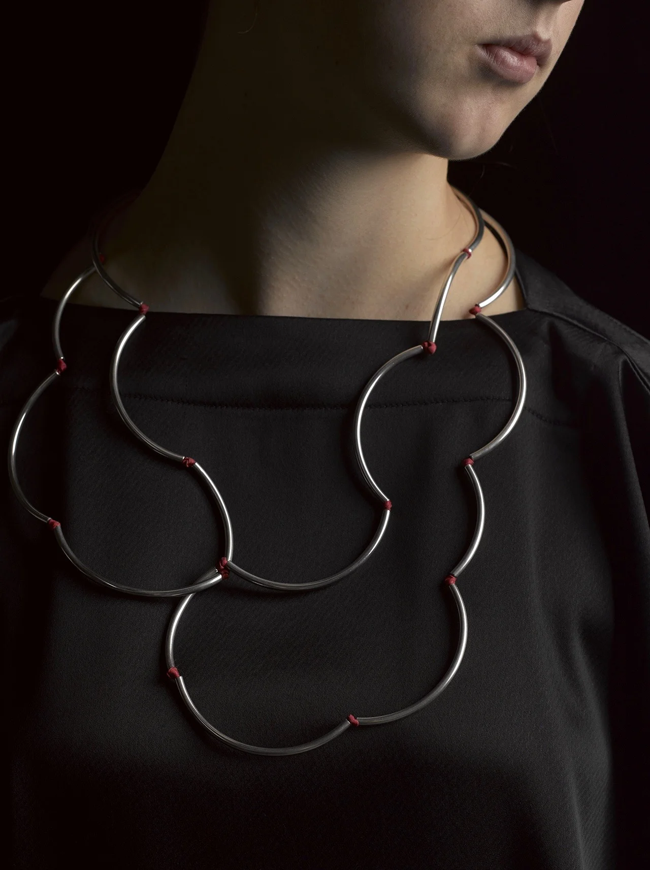 Silver Shape-Shifter Clouds . Sterling silver + silk. SIG