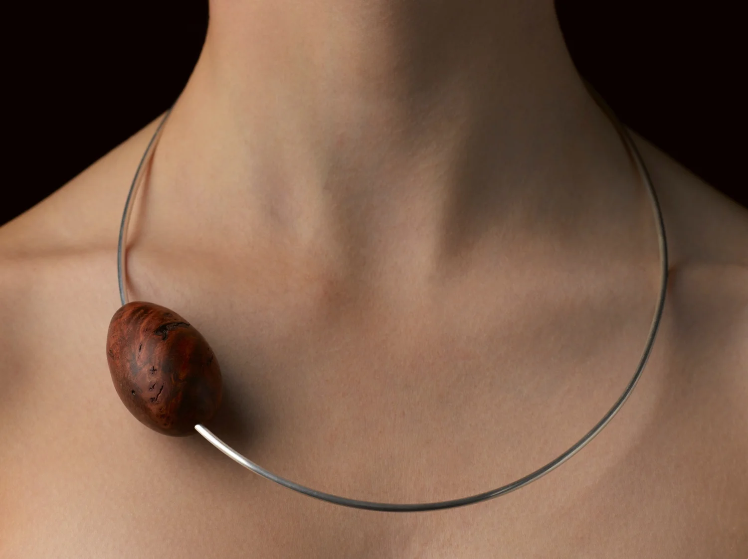 Myrtle Elipse . Myrtle + sterling silver. Wood turner, Trevor Semmens OO/S 