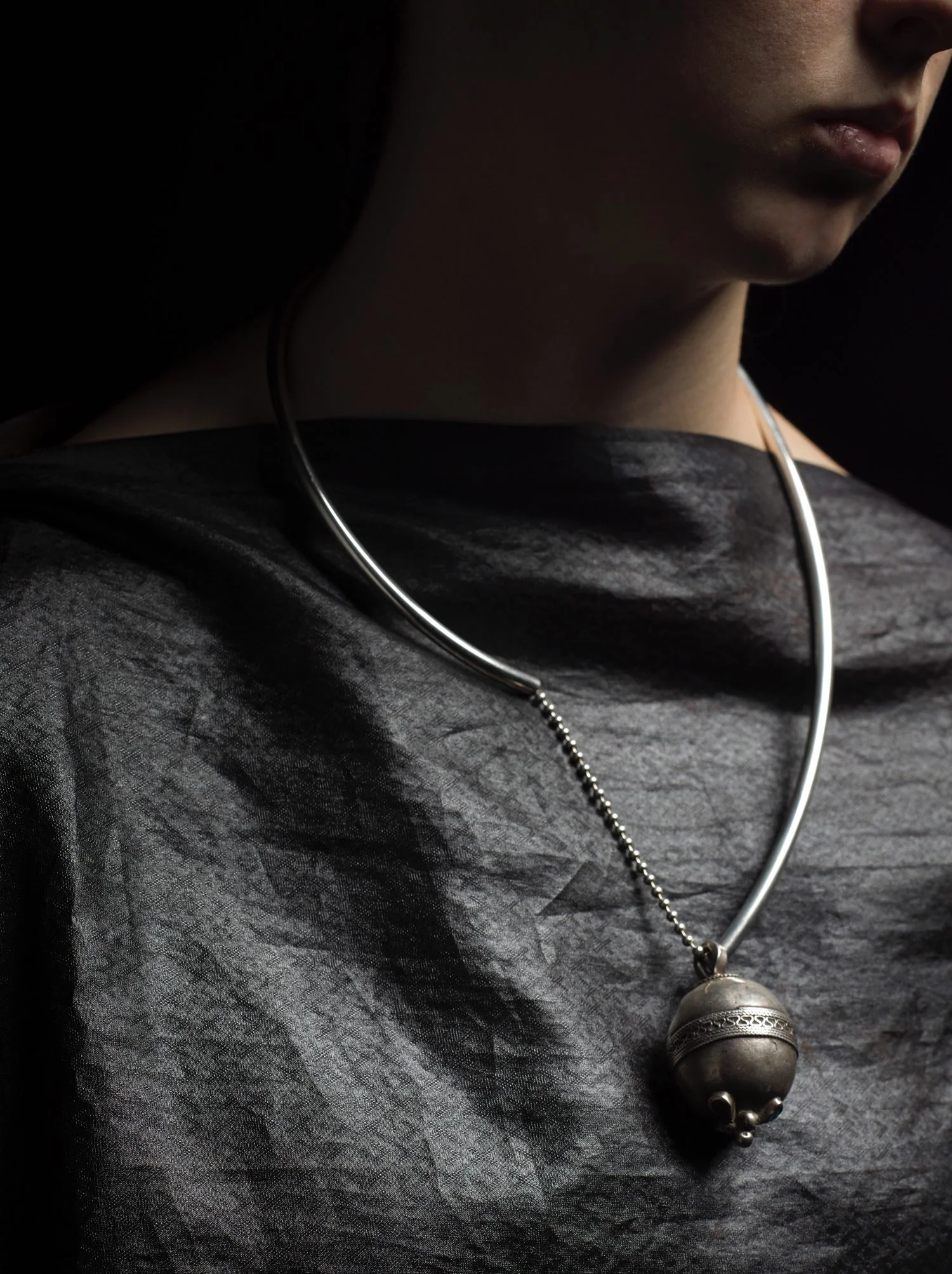 Aladdin's Key . Sterling silver + antique African silver bead. OO/S