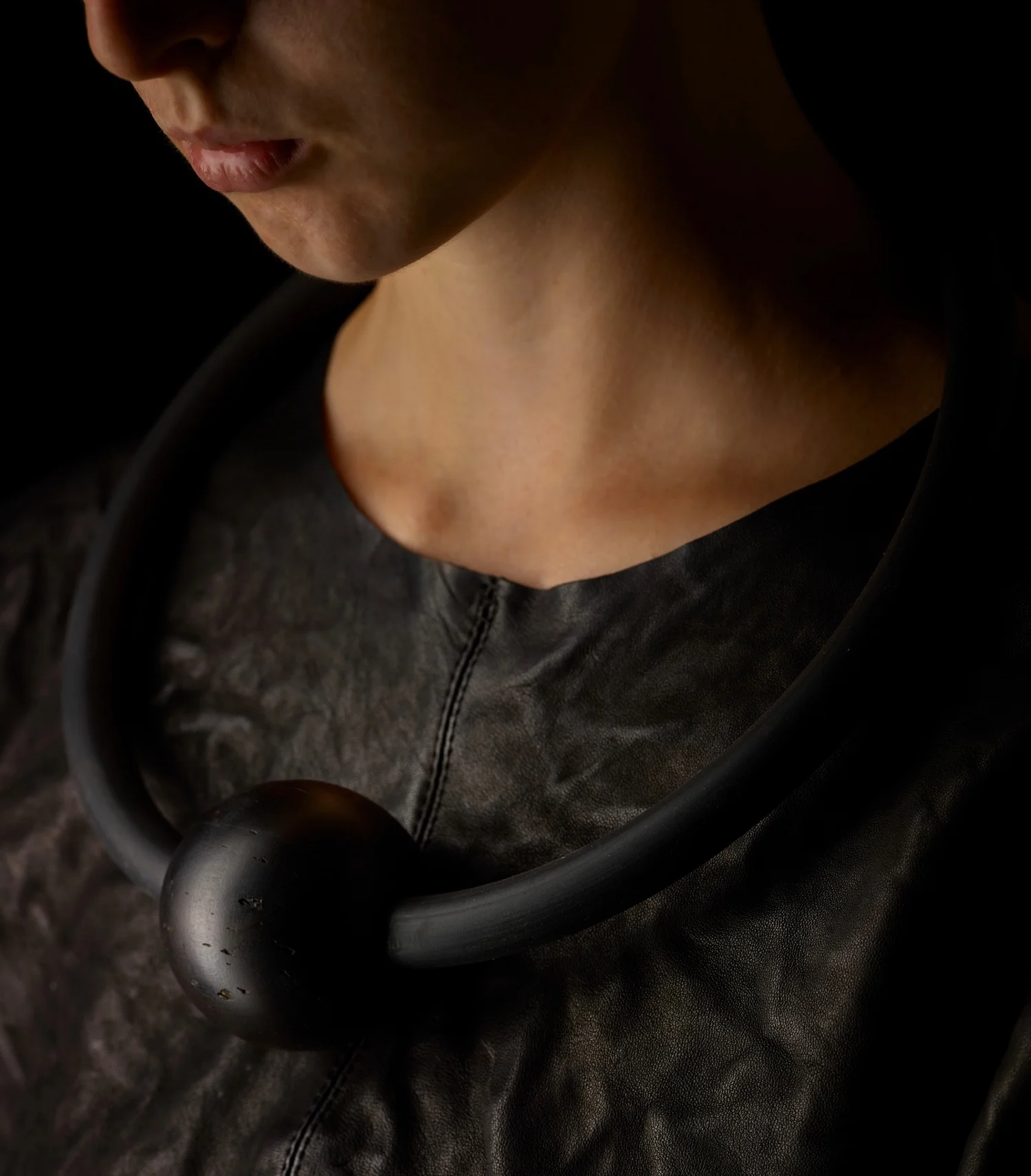 Neoprene Forest Shadow Torque. Tiger Myrtle (blackened on one side) + neoprene. Wood turner, Trevor Semmens S IG