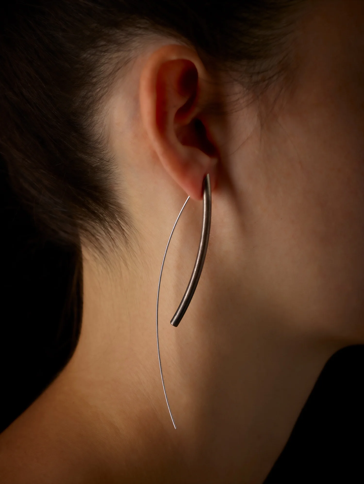XL Bold Weathered Bird earring . Oxidised sterling silver. Also in plain sterling silver + gold-plate. PROD
