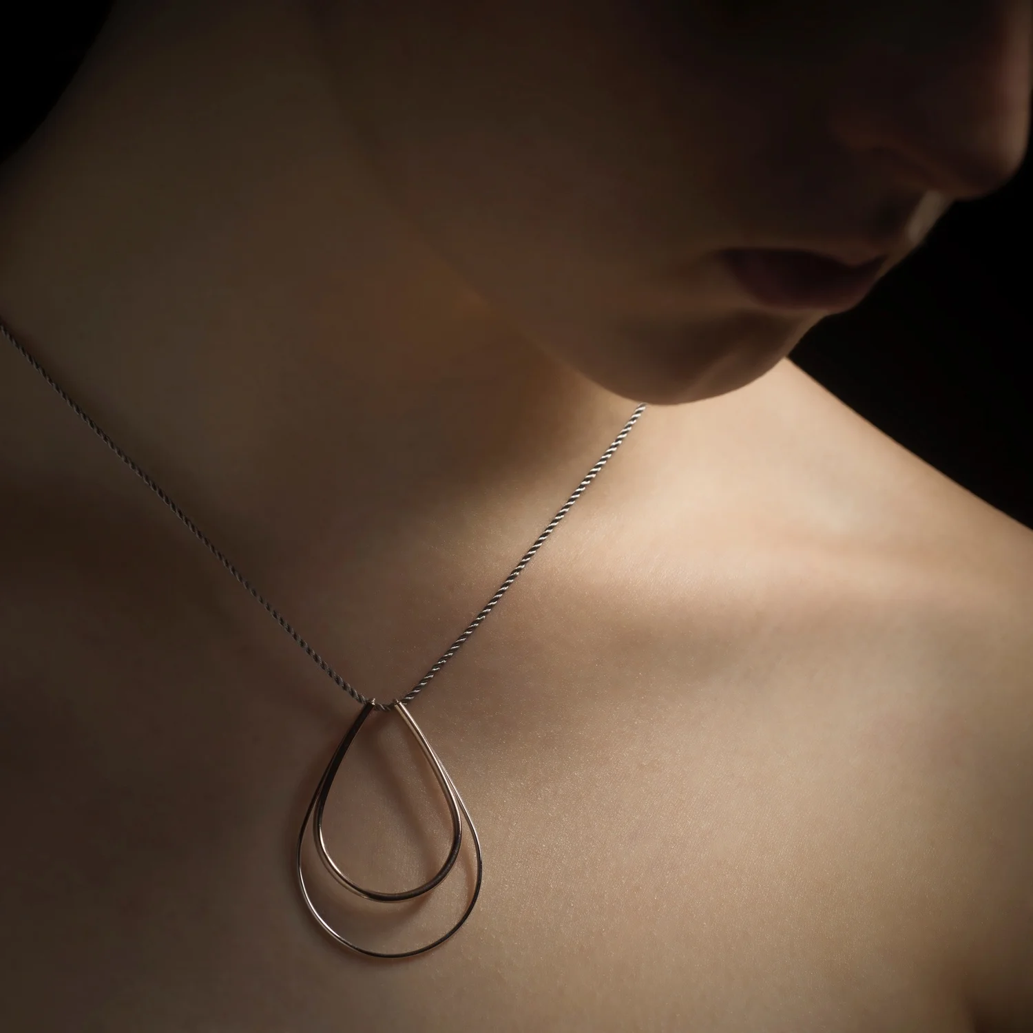   Gold Scallop neckpiece . &nbsp;9ct gold, sterling silver + silk. &nbsp;Also in plain sterling silver in different weights and sizes. &nbsp;  SIG   