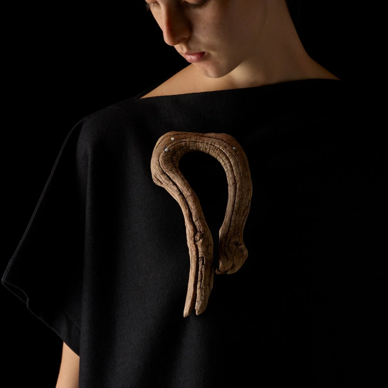   Lizard Sleeping Adrift Pin .  Tasmanian Wilderness Driftwood, sterling silver, Australian Opals.   OO/A  