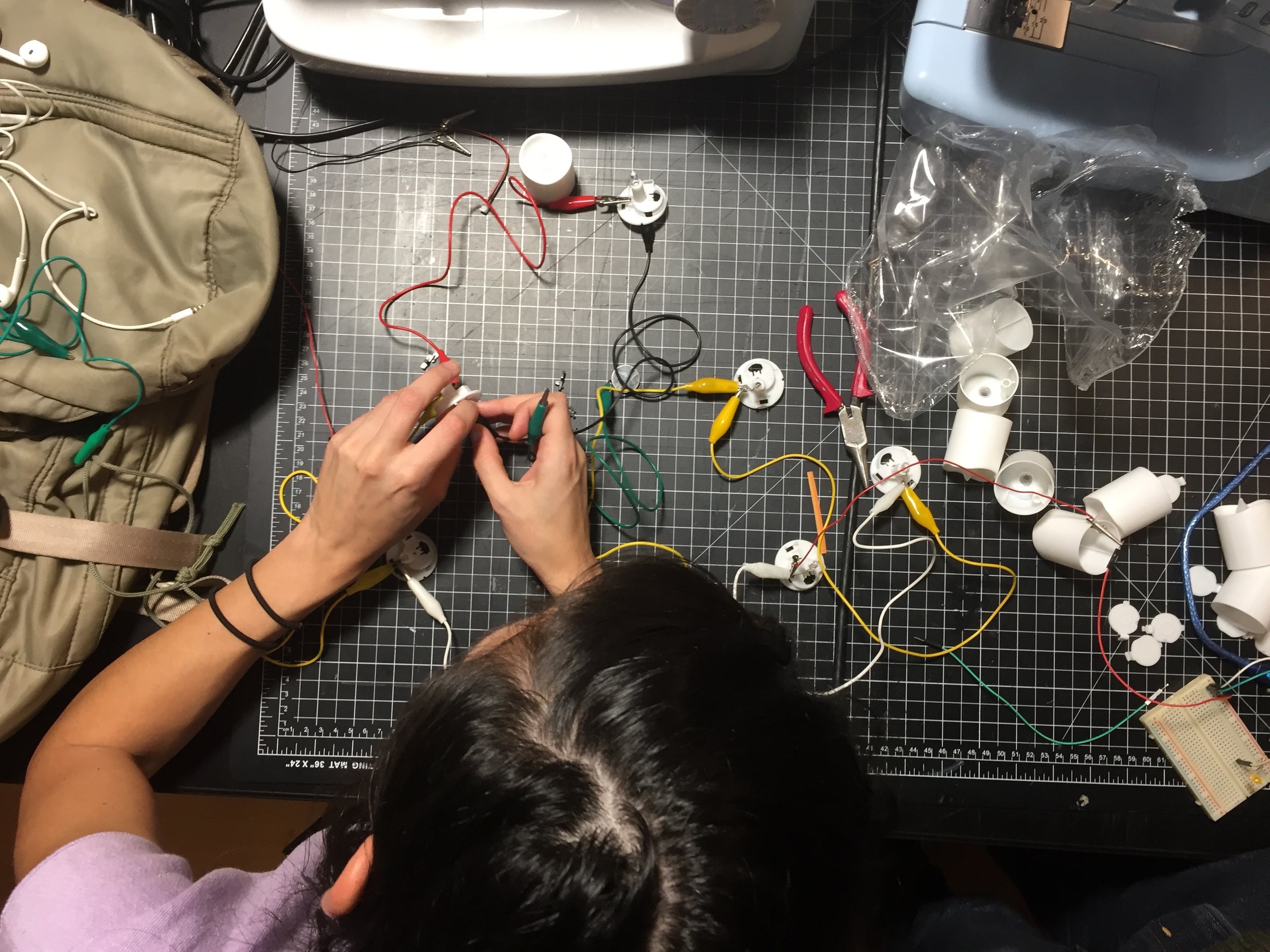 We connected and soldered over 40 LED candles.