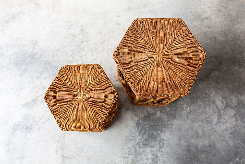 Medium Ornate Cane Side Table — GK Events Hire