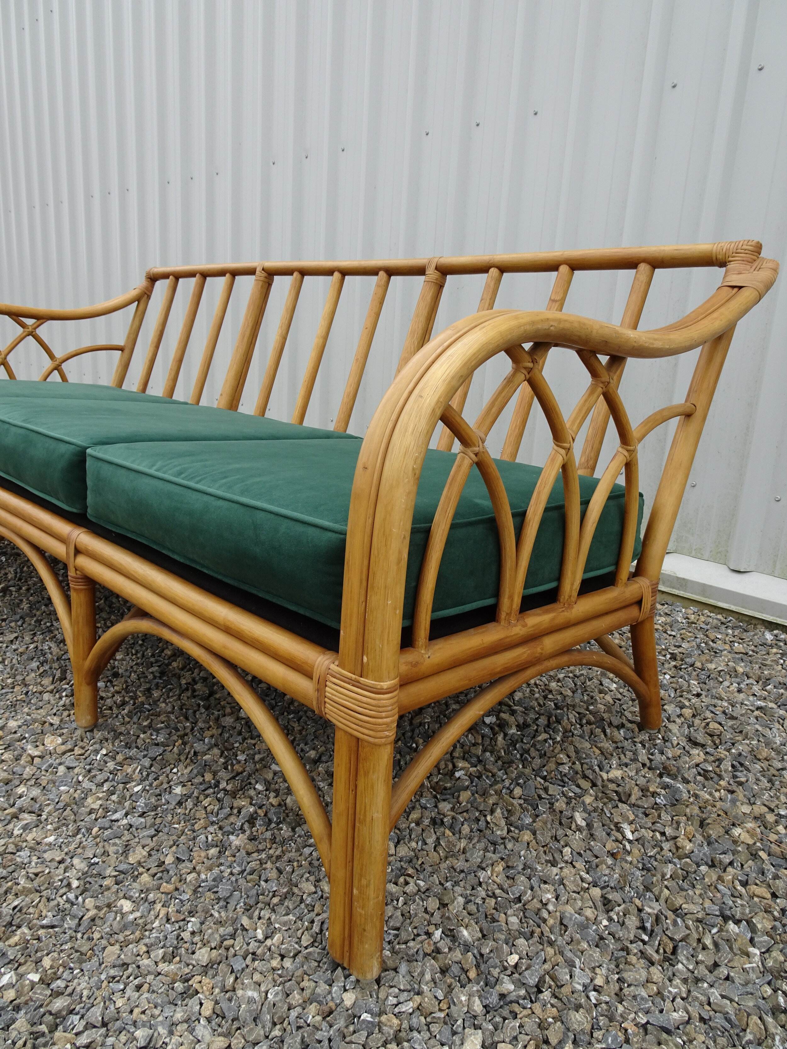 FURNITURE_Cane and Green Velvet Couch_02