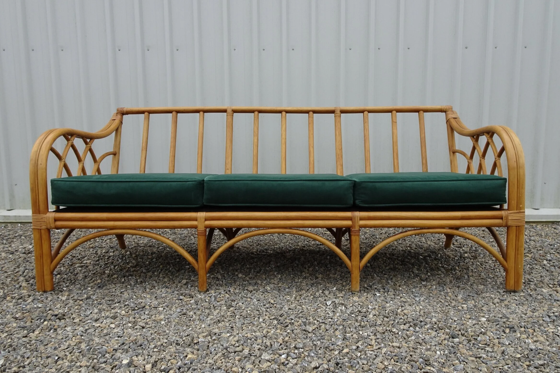 FURNITURE_Cane and Green Velvet Couch_03