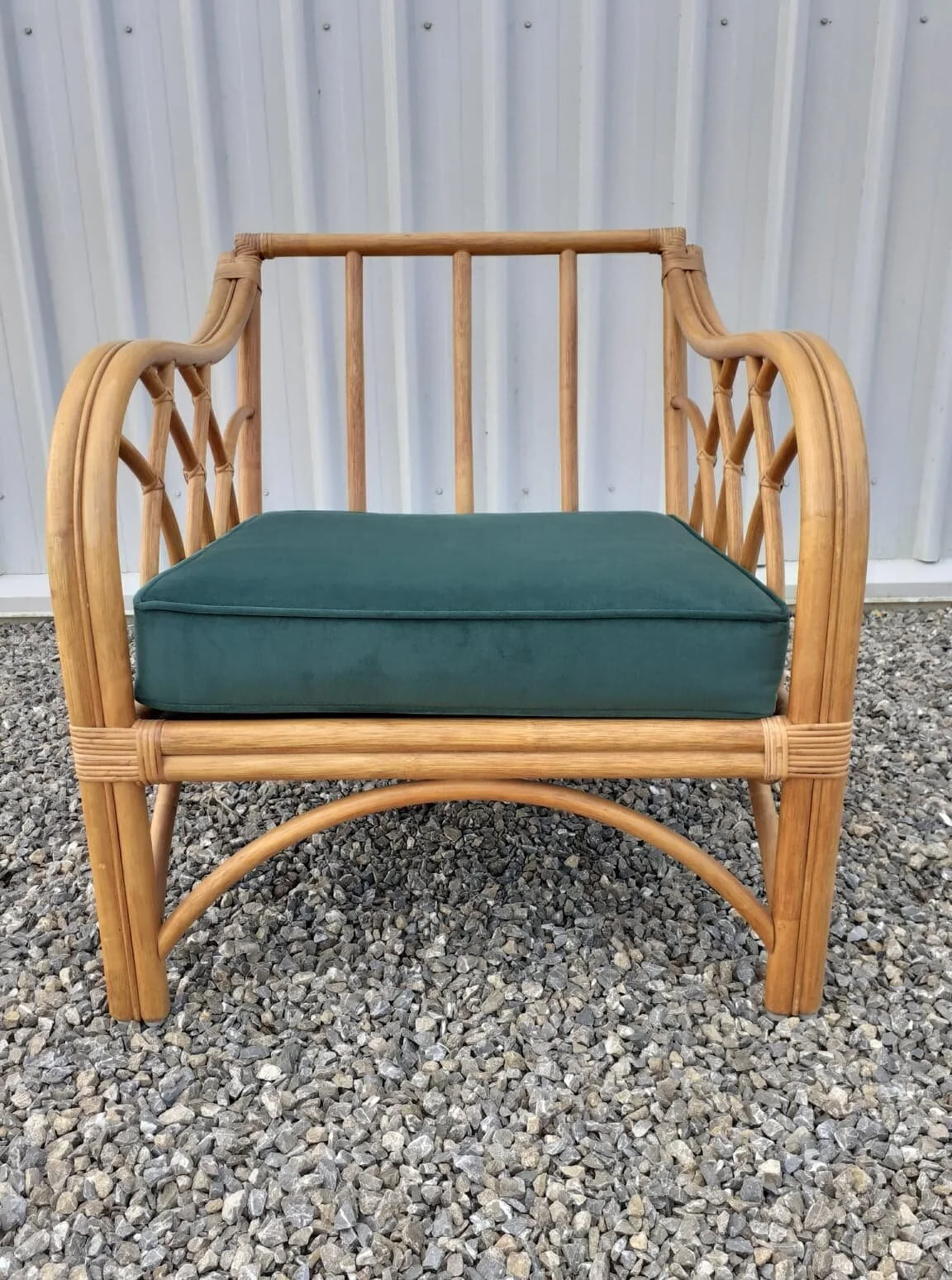 FURNITURE_Cane and Green Velvet Armchair_01