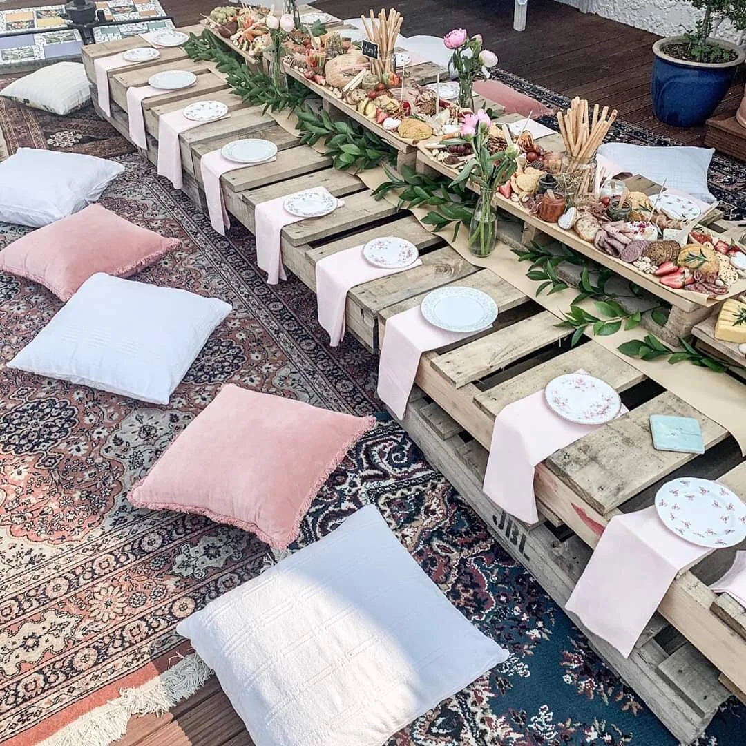 Large Pink Patterned Rug — GK Events Hire