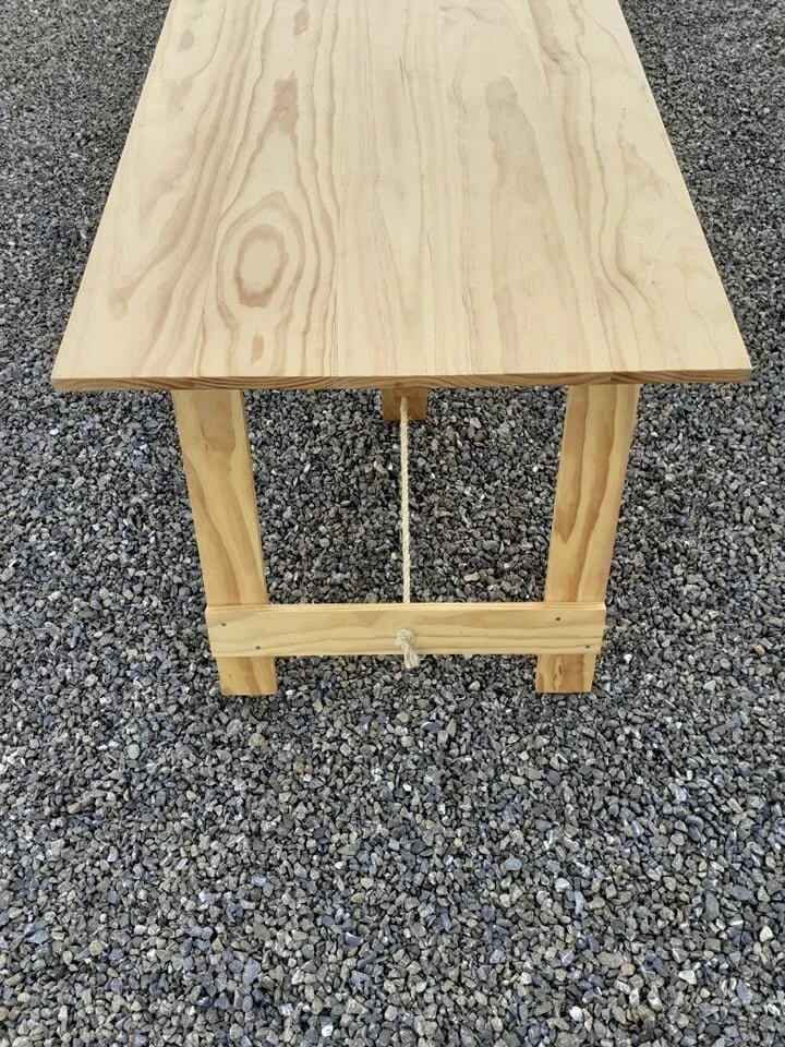 High/Low Large Pine Trestle Table — GK Events Hire