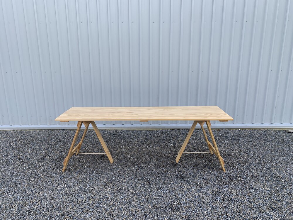 High Low Large Pine Trestle Table Gk, Round Table Hire Auckland