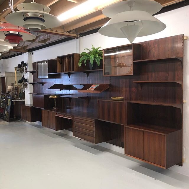 Spectacular 1960s Danish Royal &lsquo;Cado&rsquo; Rosewood Modular Wall System designed by Poul Cadovius. 5.6 metres / 18.3 feet. Terrific original condition. Complete with current CITES certification. #poulcadovius #cadovius #danishroyal #danishroya