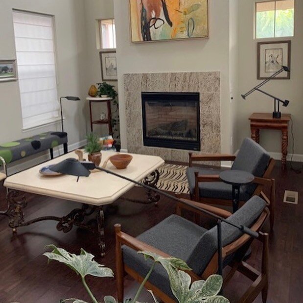 Our wonderful Mid-Century lounge chairs looking sharp in their new home in Denver CO. #midcenturymodern #midcentury #midcenturymodernhome #midcenturyinterior #danishchair #teakchair #richardsapper #tizio #midcenturydenver #artemide #denverinteriordes