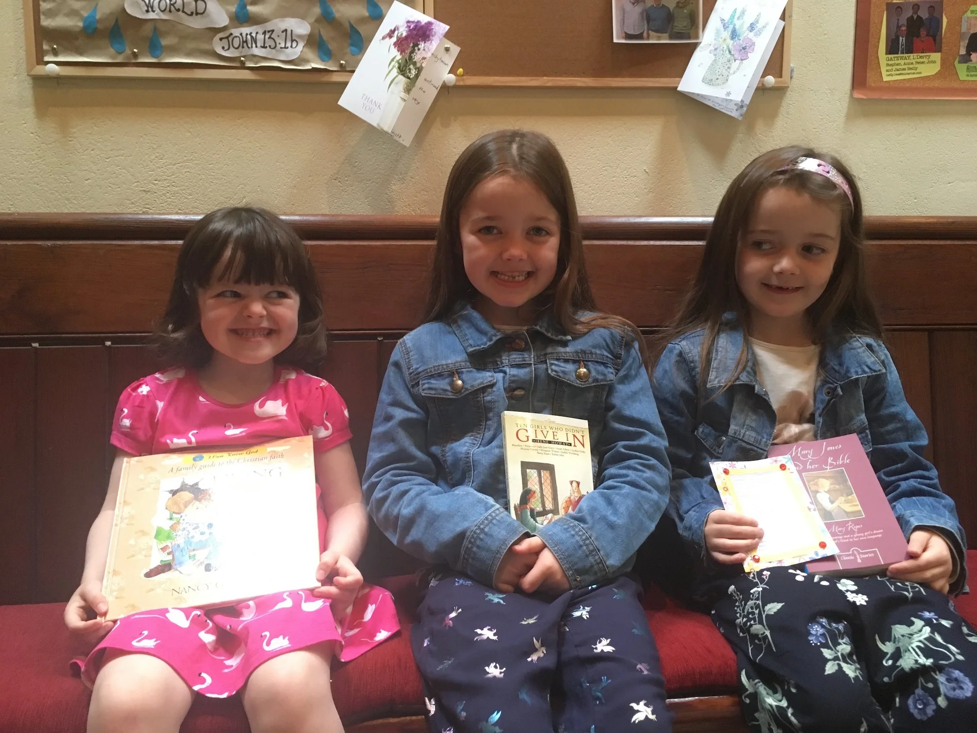 Some of the girls from our Sunday School with their books.