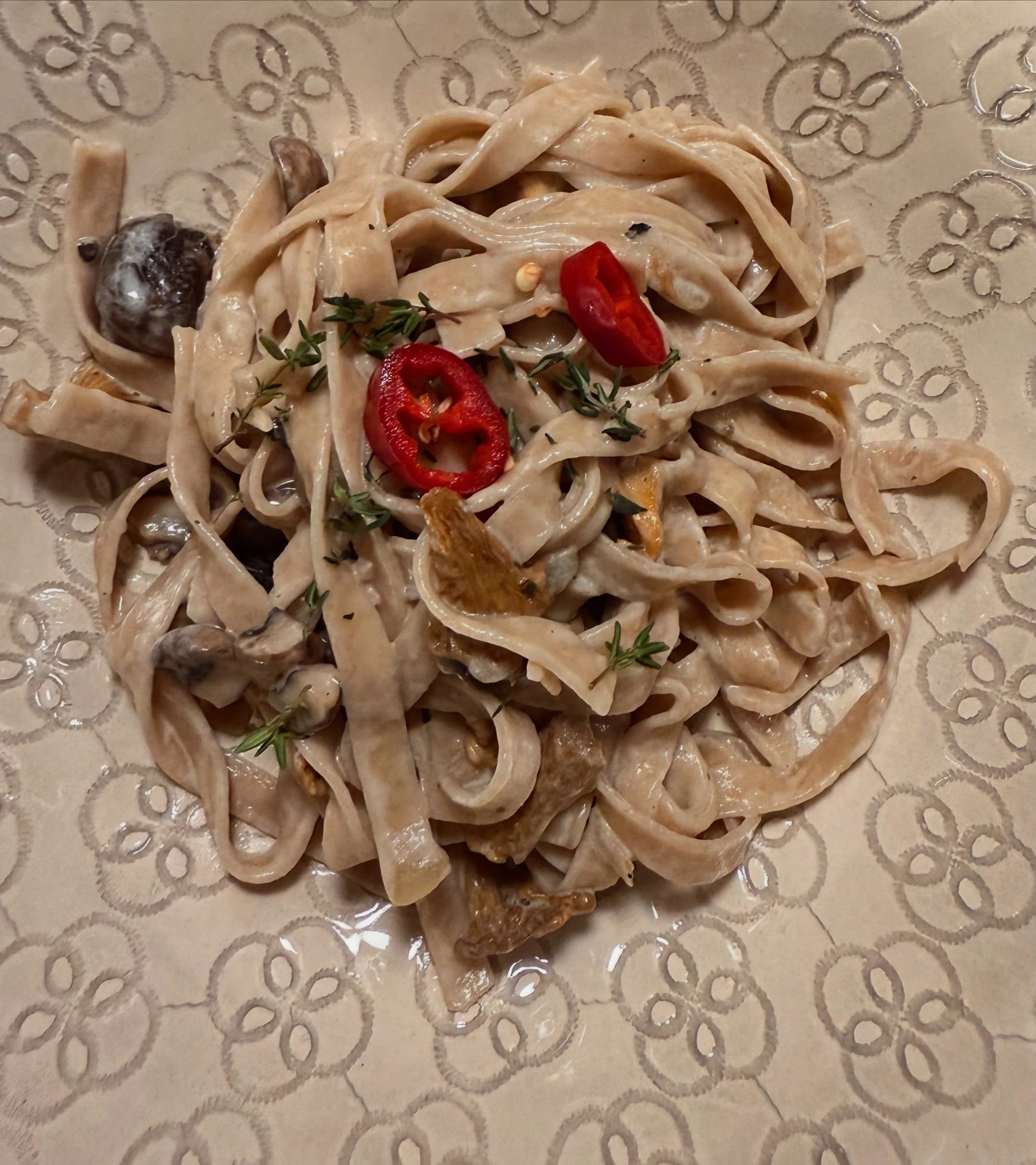 Dinkeltagliatelle mit Pilzen