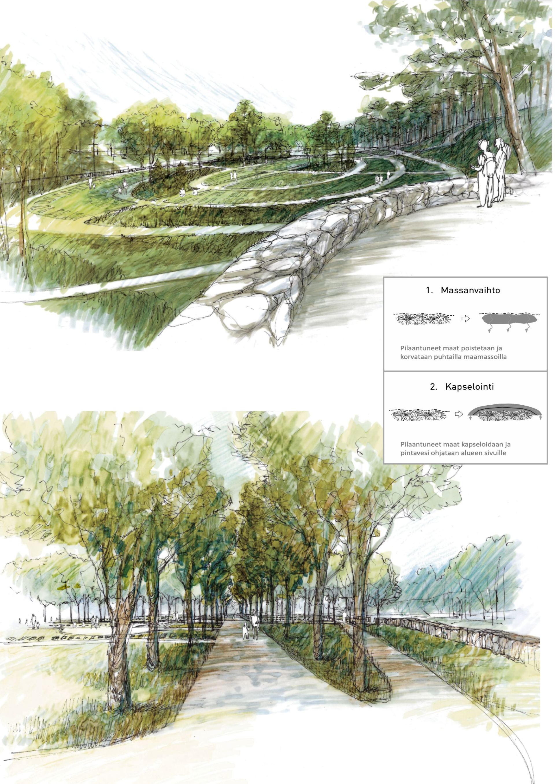  Cemetery expansion plan and illustrations for  Näsinmäki   Cemetery  in Porvoo, in co-operation with Aistimaa Oy and Oula Rahkonen 