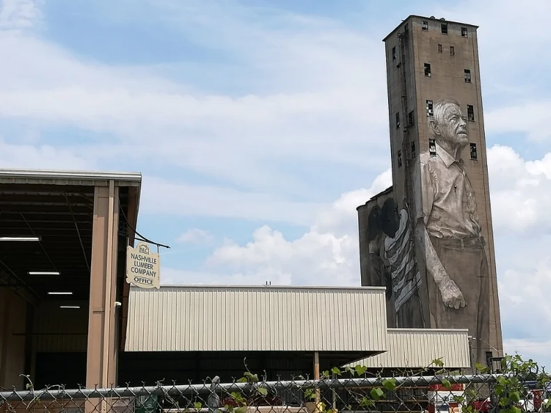 The owner of the grain silo was painted on the side. The Nations, Nashville