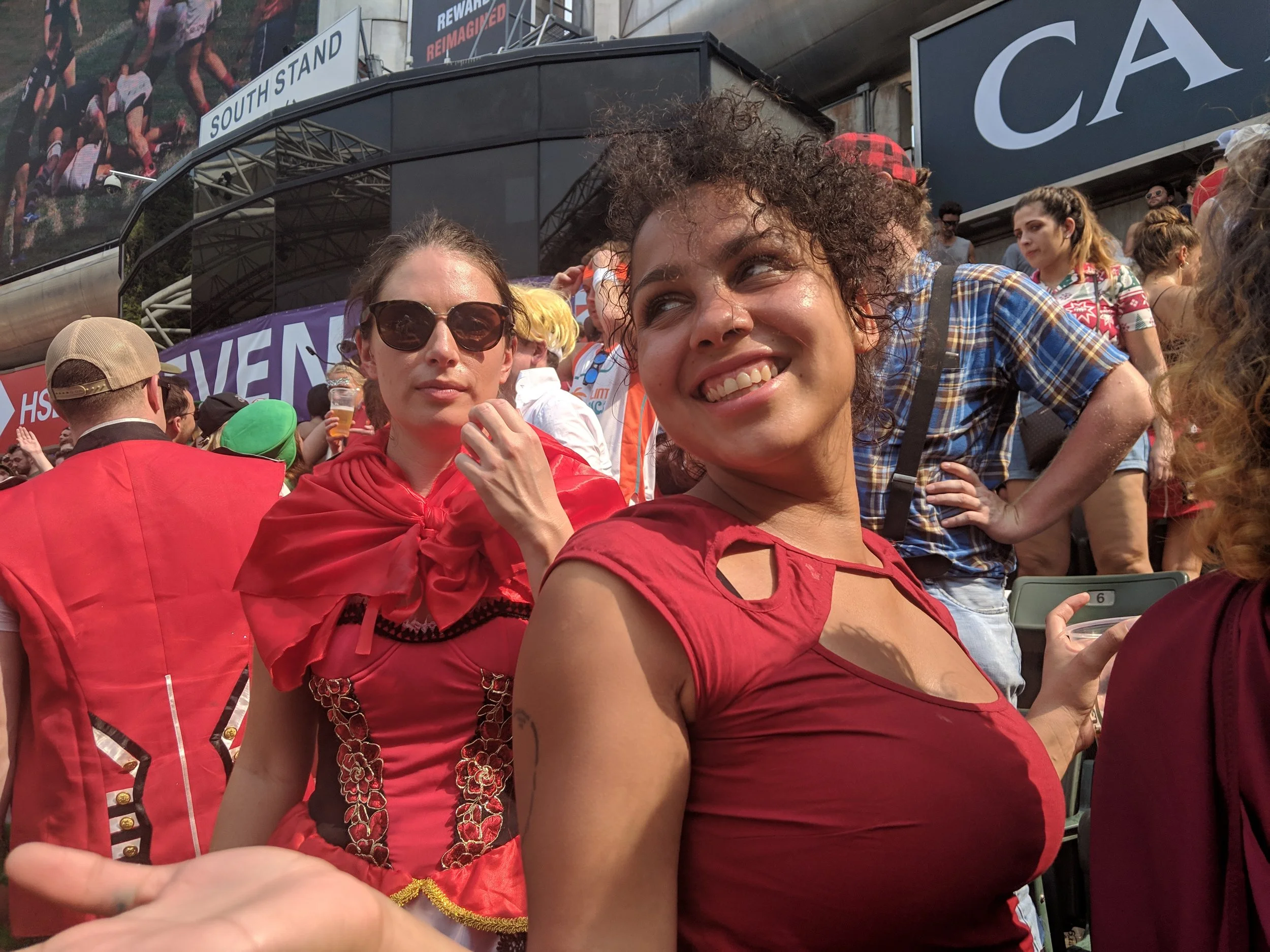In the stands for the Hong Kong 7s tournament.
