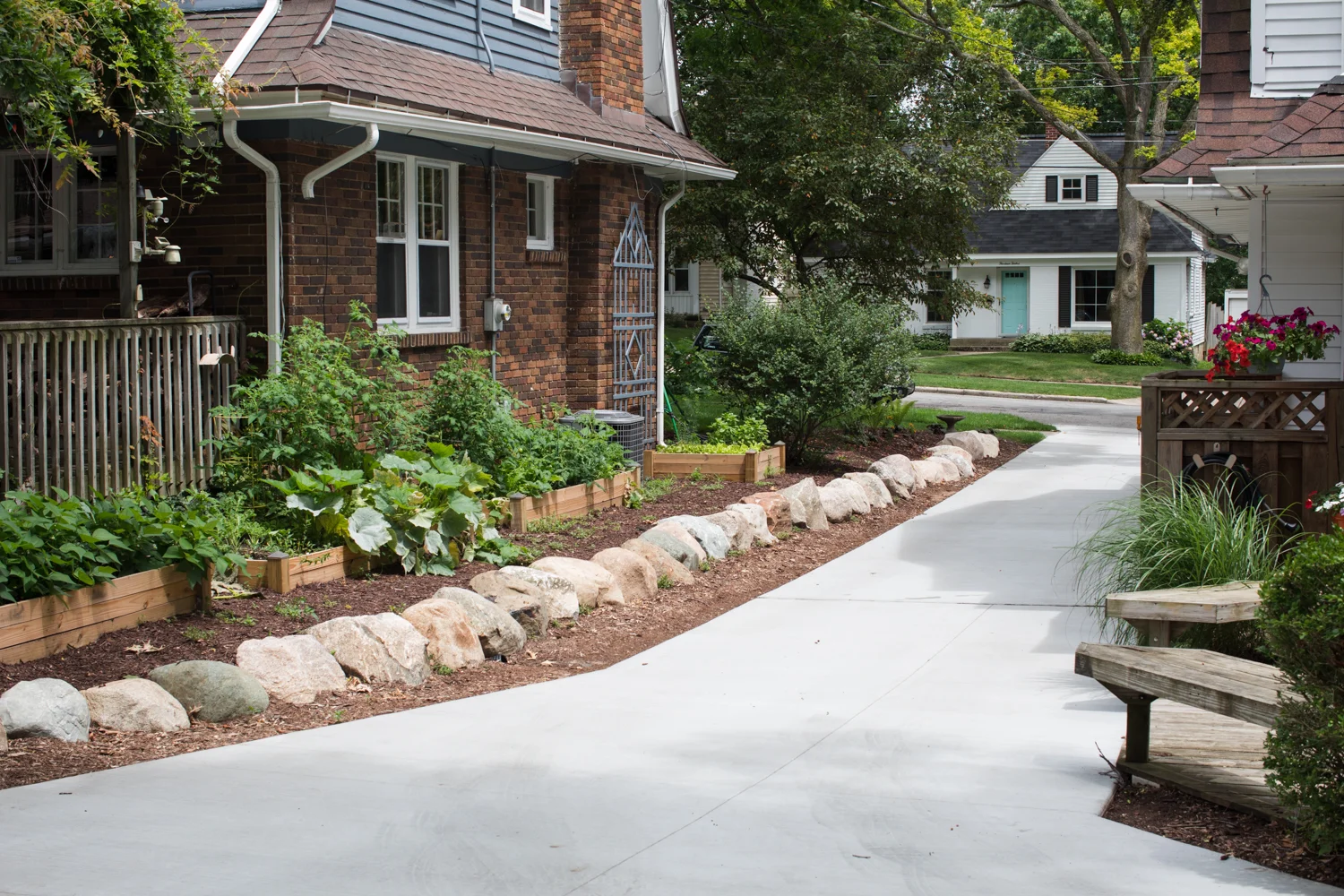planter boxes and boulders