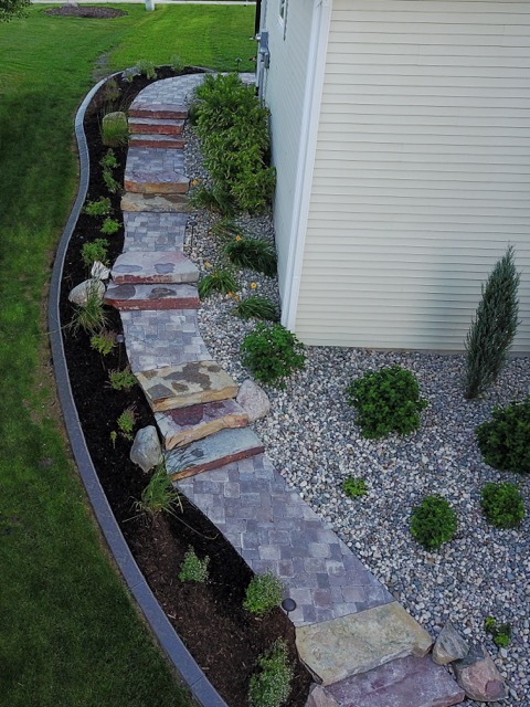 large chilton stone pathway with concrete edging