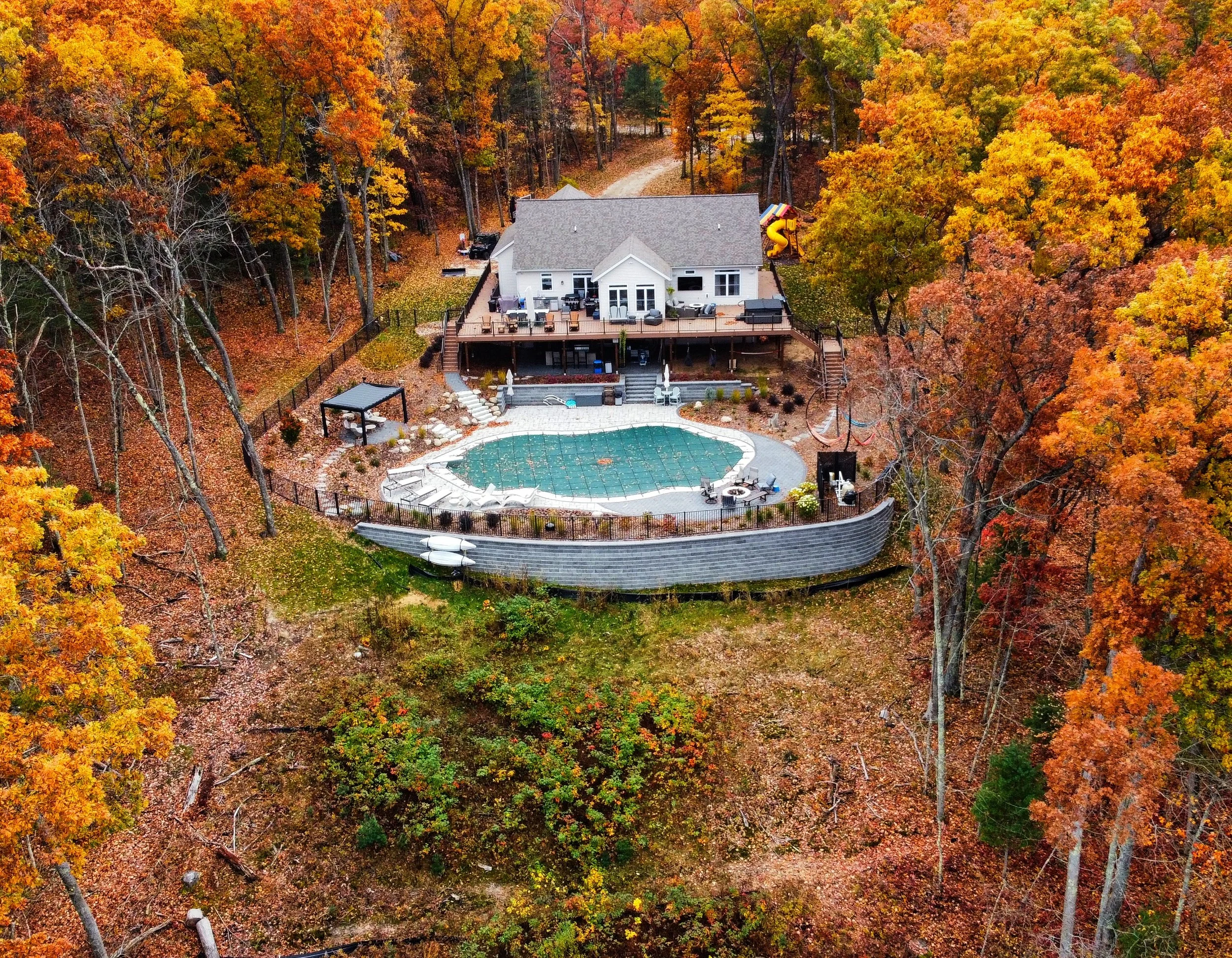 Backyard Pool &amp; Outdoor Living Retreat in Newaygo, MI