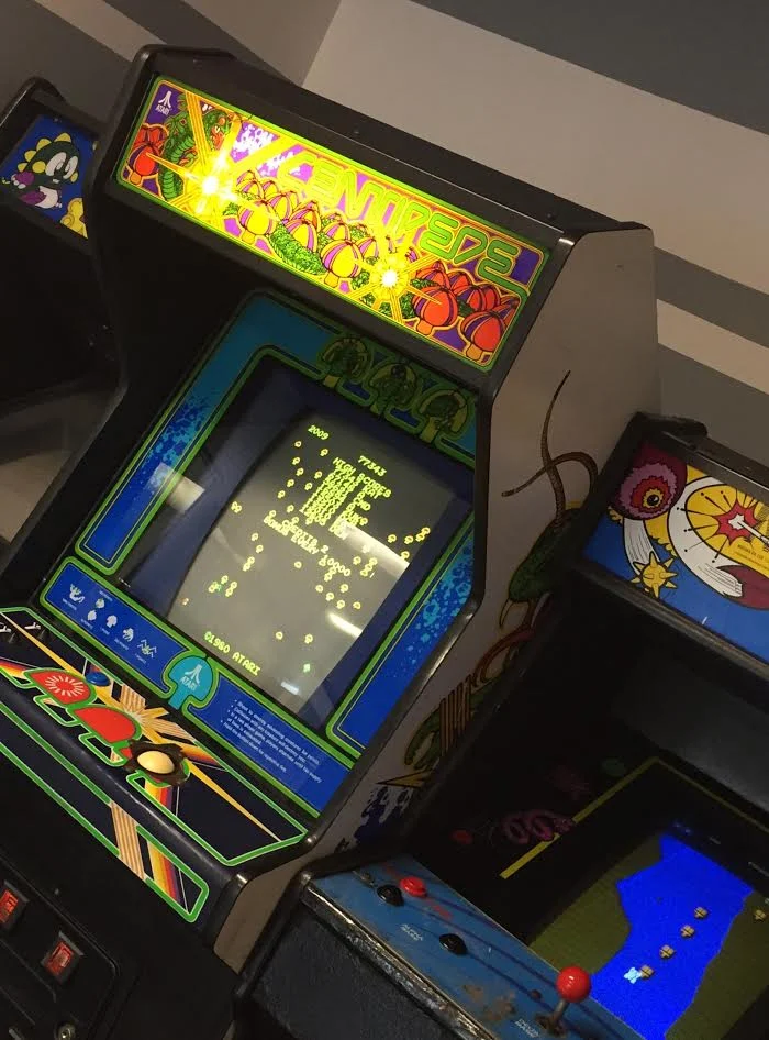 Vintage arcade games in the waiting room, originally meant for the kids, but the parents might love them just as much! We have Bubble Bubble, Centipede, and Megazone.