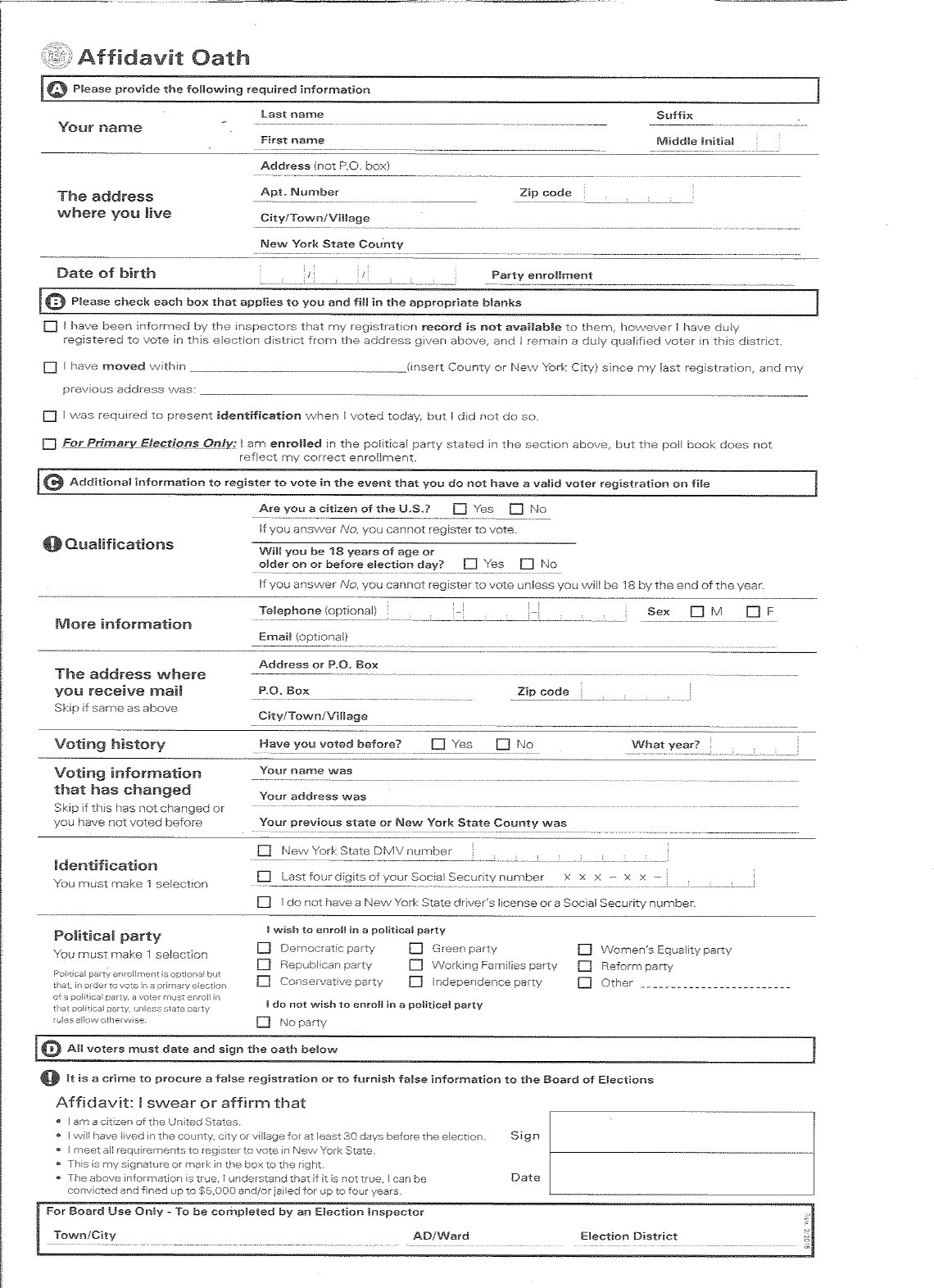 Appendix B: Affidavit Ballot Envelope