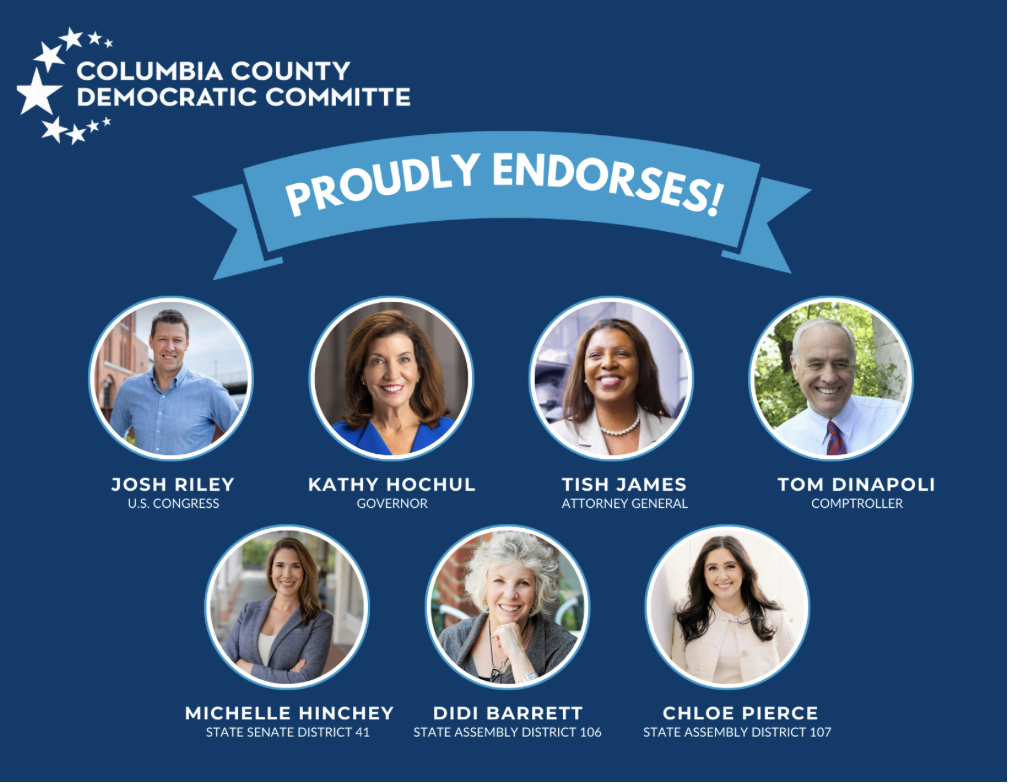 poster with names of candidates endorsed by CCDC and positions they are running for in 2026.