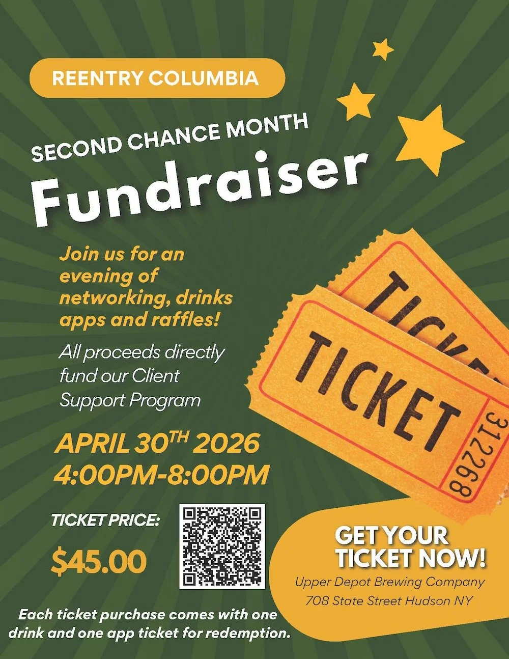 poster for ReEntry Columbia fundraiser on April 30.