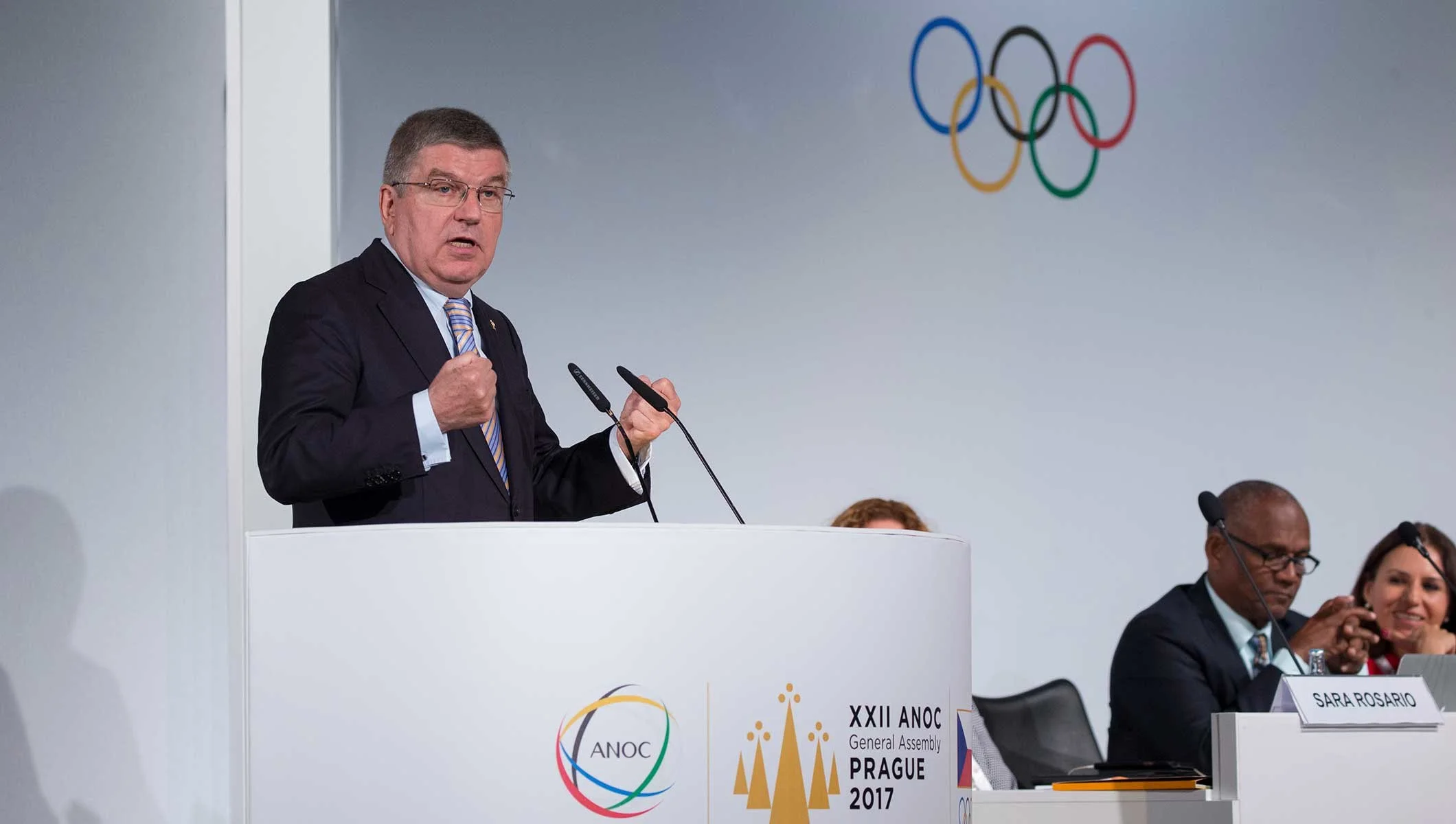 IOC president Thomas Bach at the ANOC assembly in Prague // IOC 