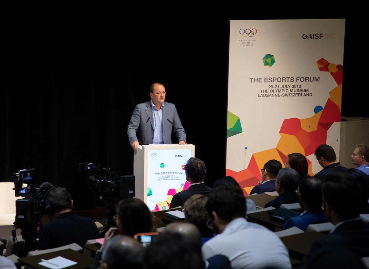 Patrick Baumann, in his GAISF role, opens the forum // IOC/Flickr