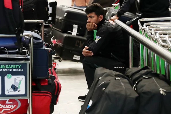 Members of the Bangladesh cricket team on their way out of Christchurch — most of the team was just yards away from the Al Noor mosque when the shooting began // photo Getty Images