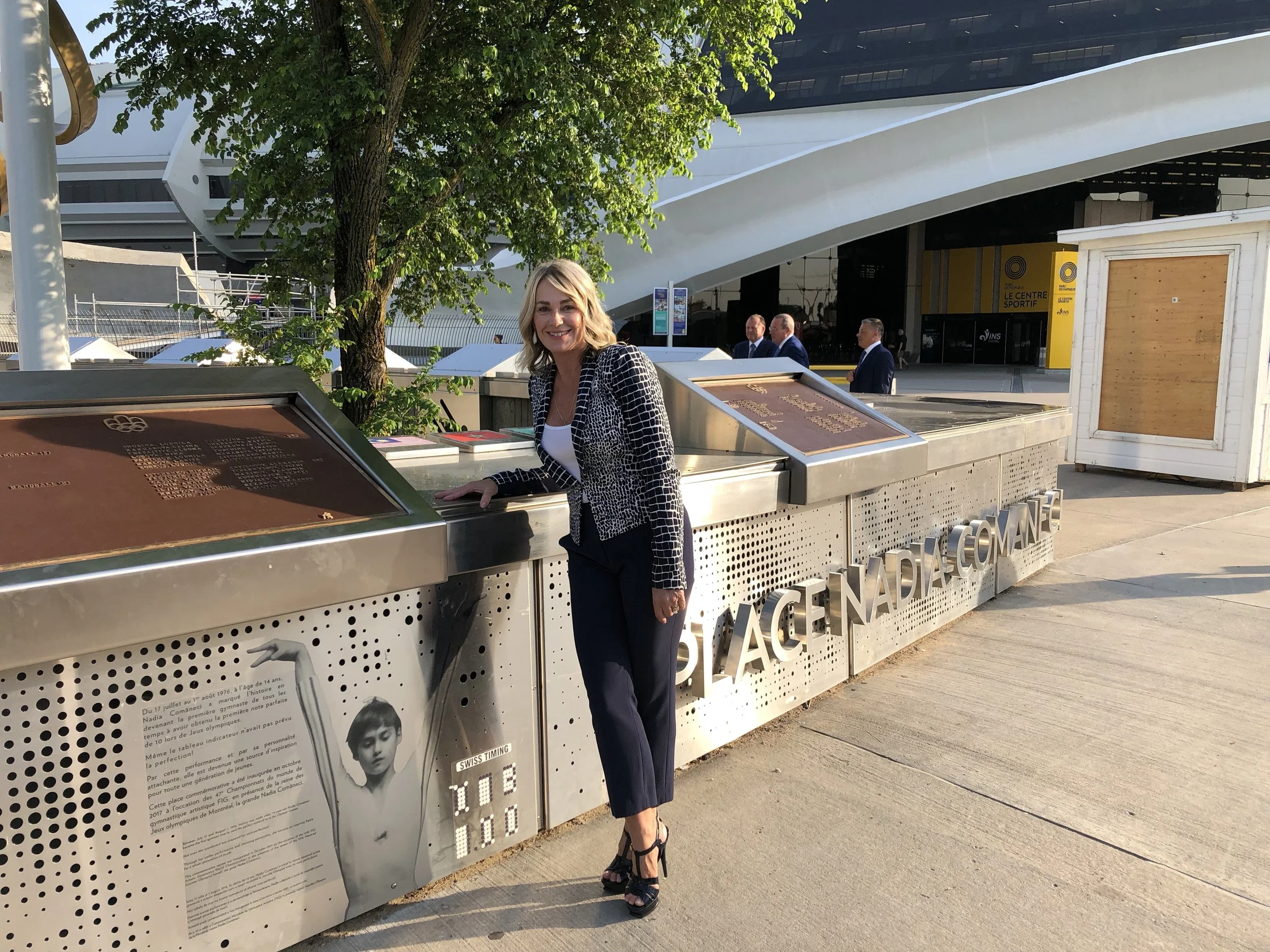 Nadia Comaneci on Thursday at the plaza bearing her name at Montreal’s Olympic complex