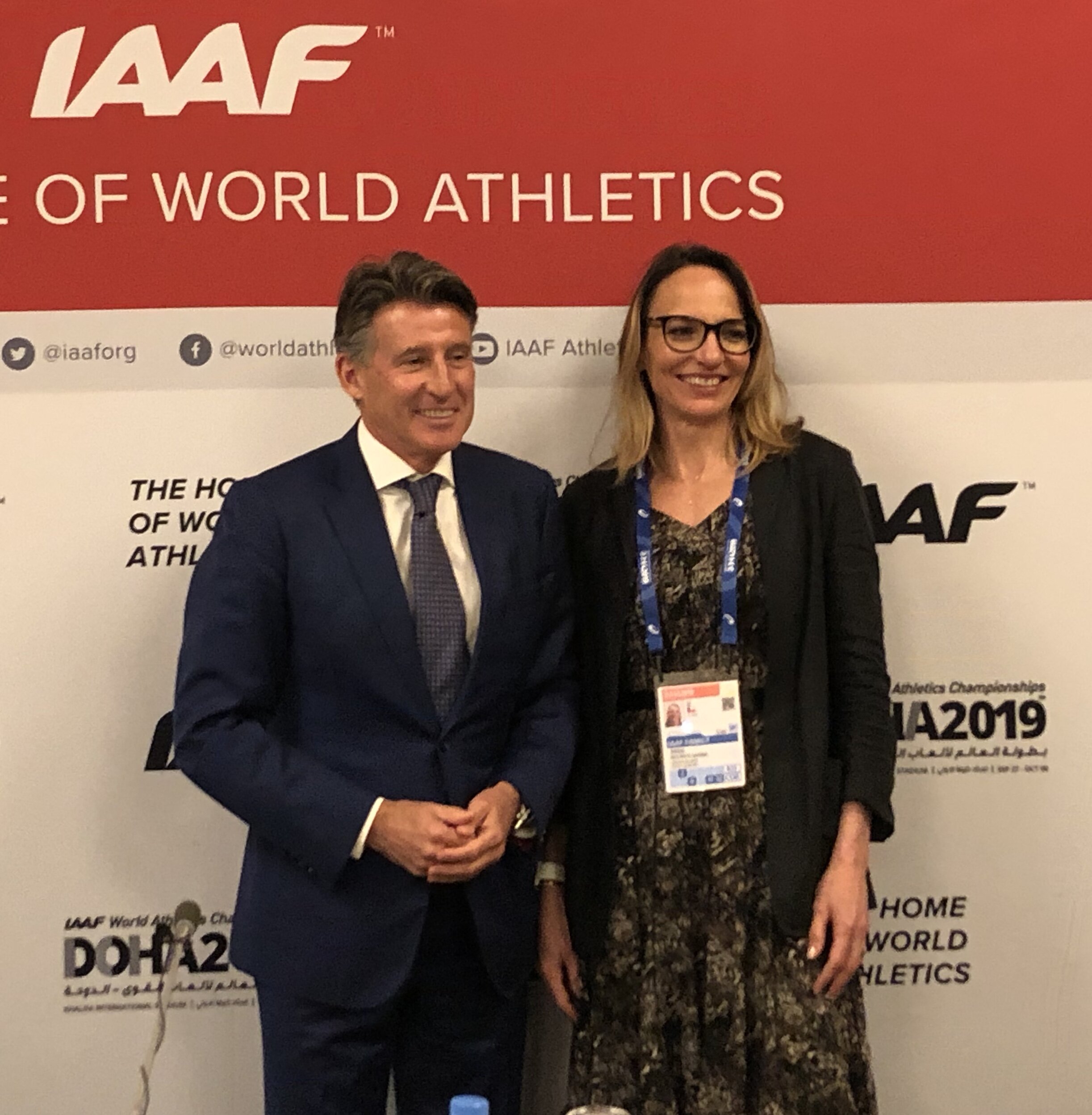 IAAF president Seb Coe and newly elected vice president Ximena Restrepo