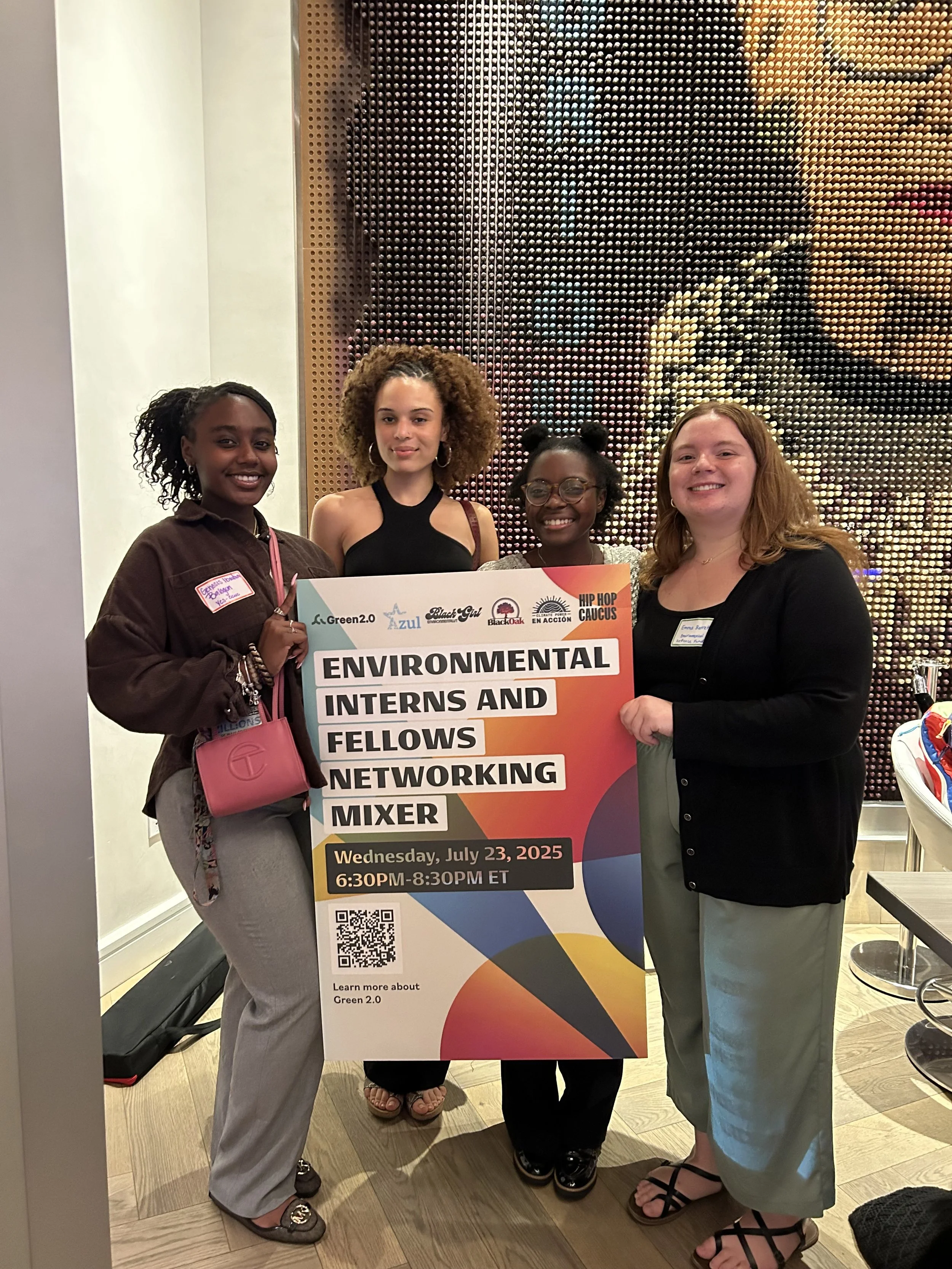 Genesis attending the Environmental Interns and Fellows Networking Mixer hosted by BlackOak Collective and Green 2.0