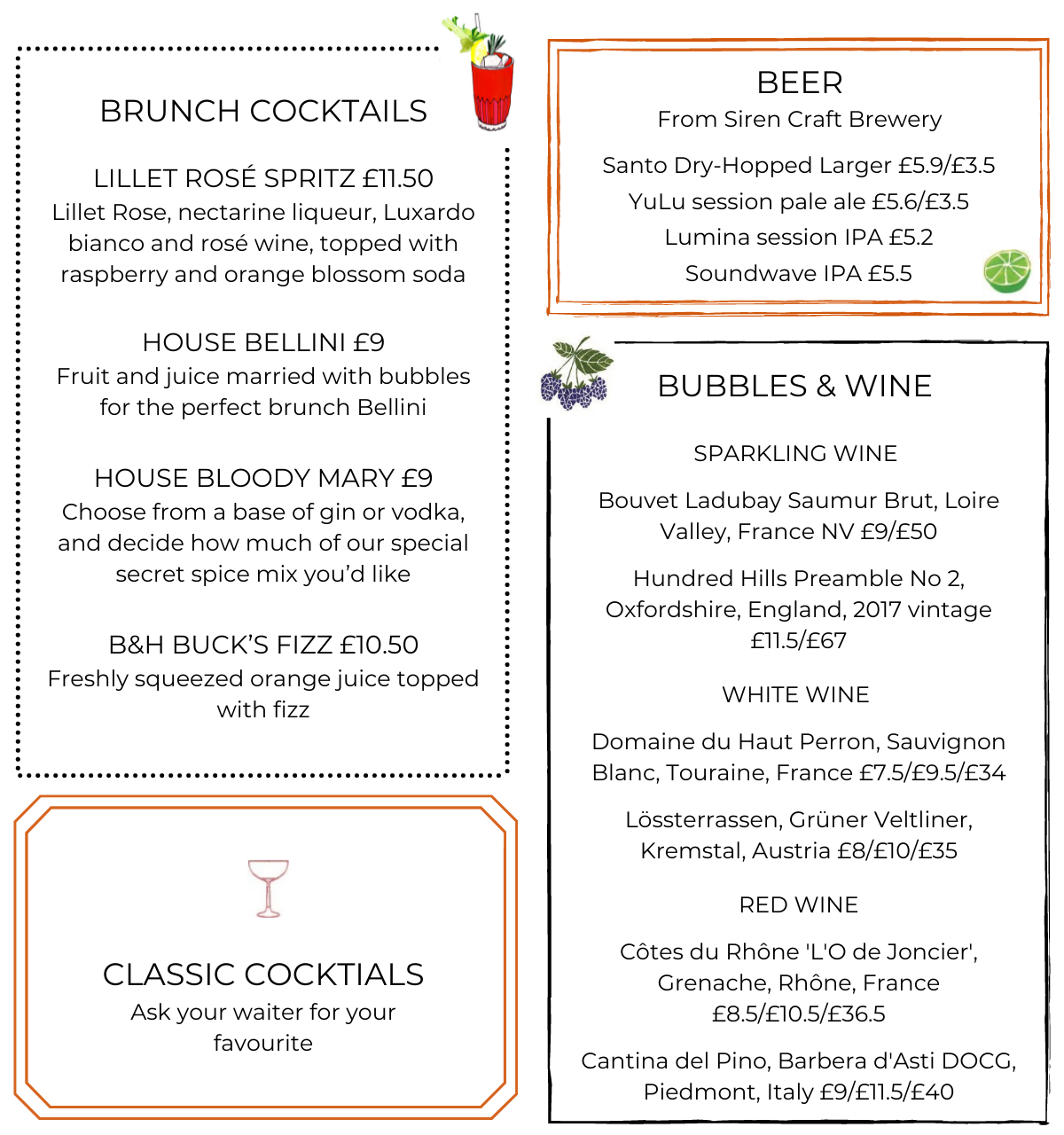 Brunch Menu Bourne & Hollingsworth Buildings